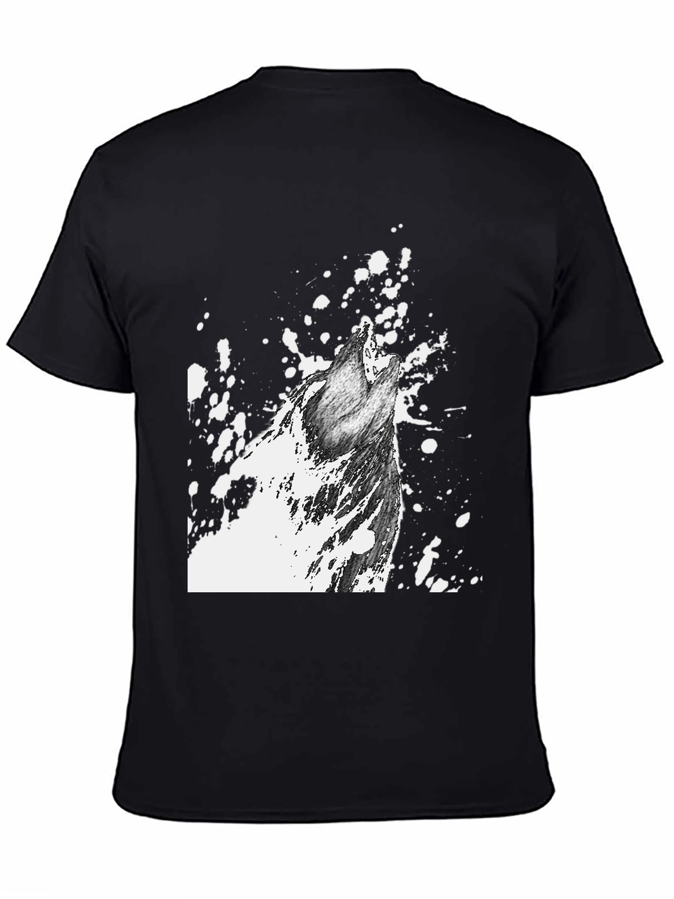 Wolf Howl Graphic Print T-Shirt - Black