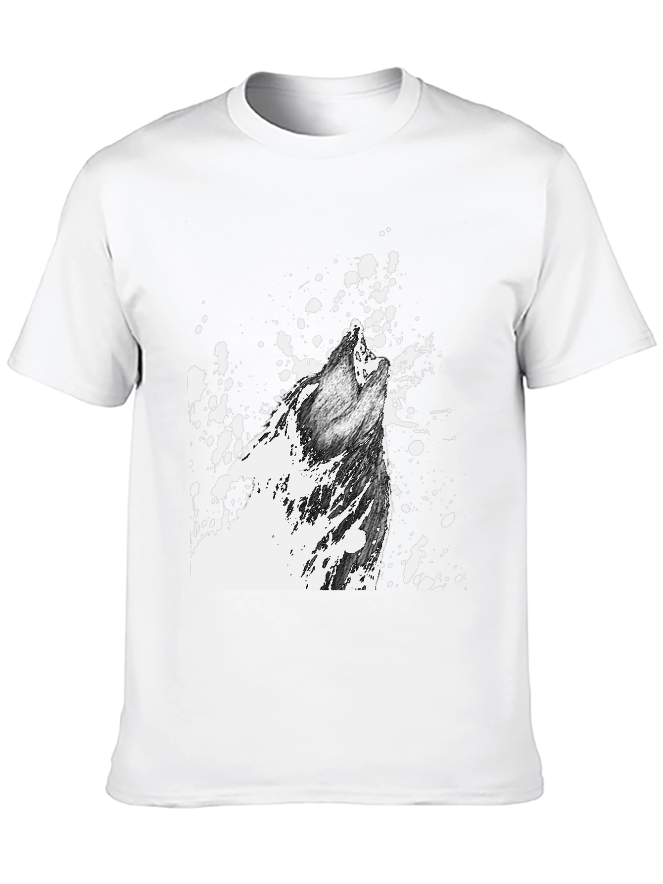 Wolf Howl Graphic Print T-Shirt - Black