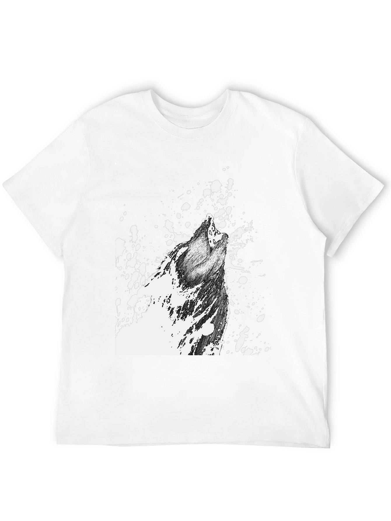 Wolf Howl Graphic Print T-Shirt - Black
