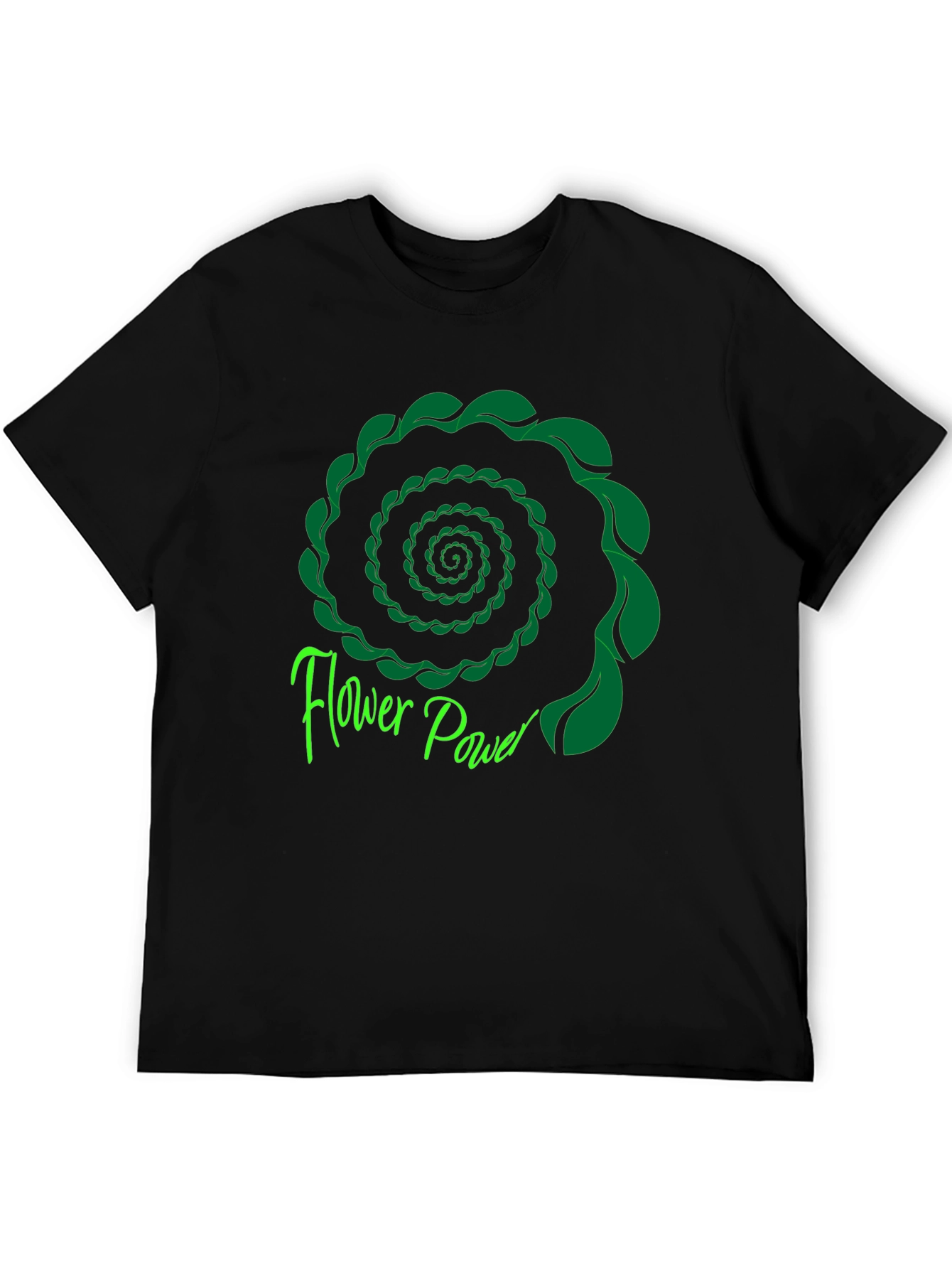 Flower Power Spiral Graphic Tee - Black