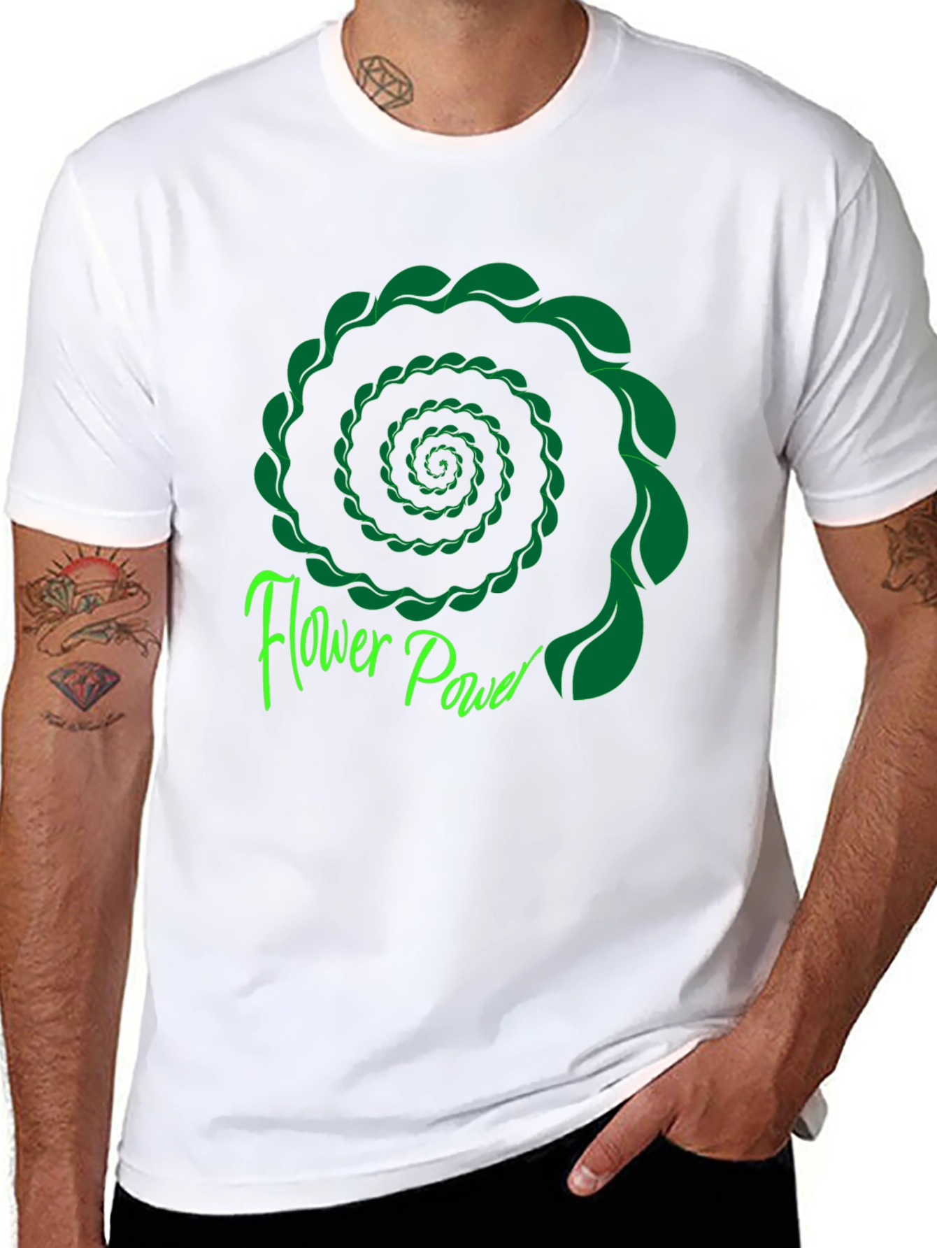 Flower Power Spiral Graphic Tee - Black