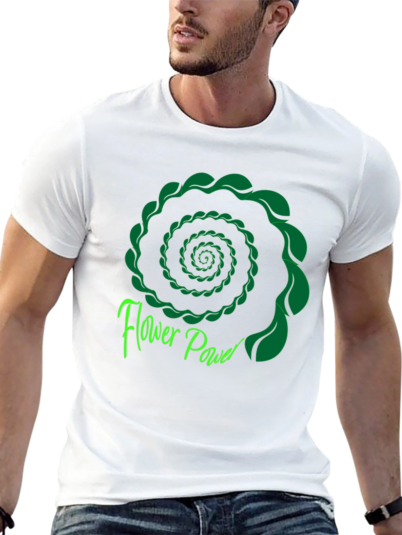 Flower Power Spiral Graphic Tee - Black