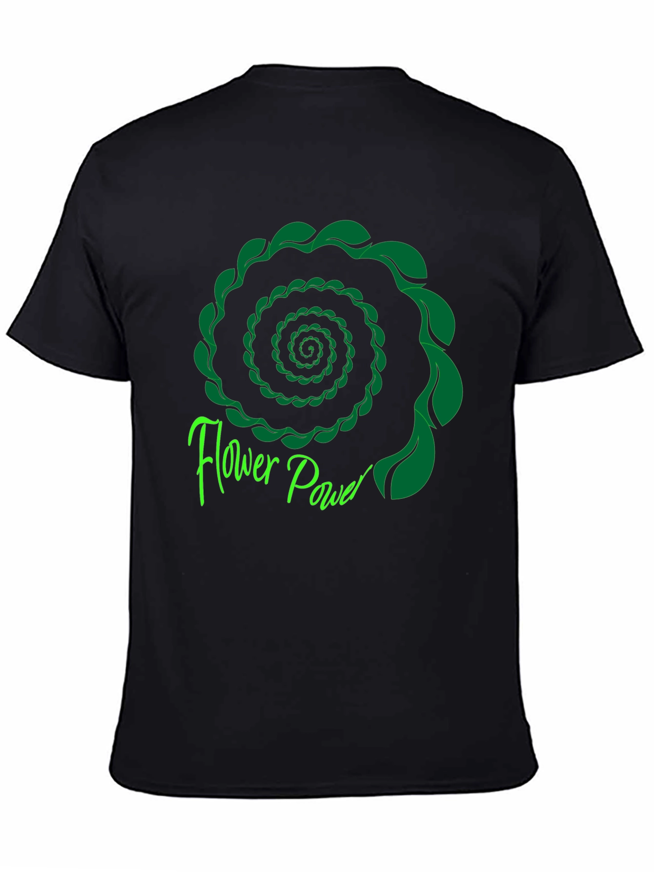 Flower Power Spiral Graphic Tee - Black