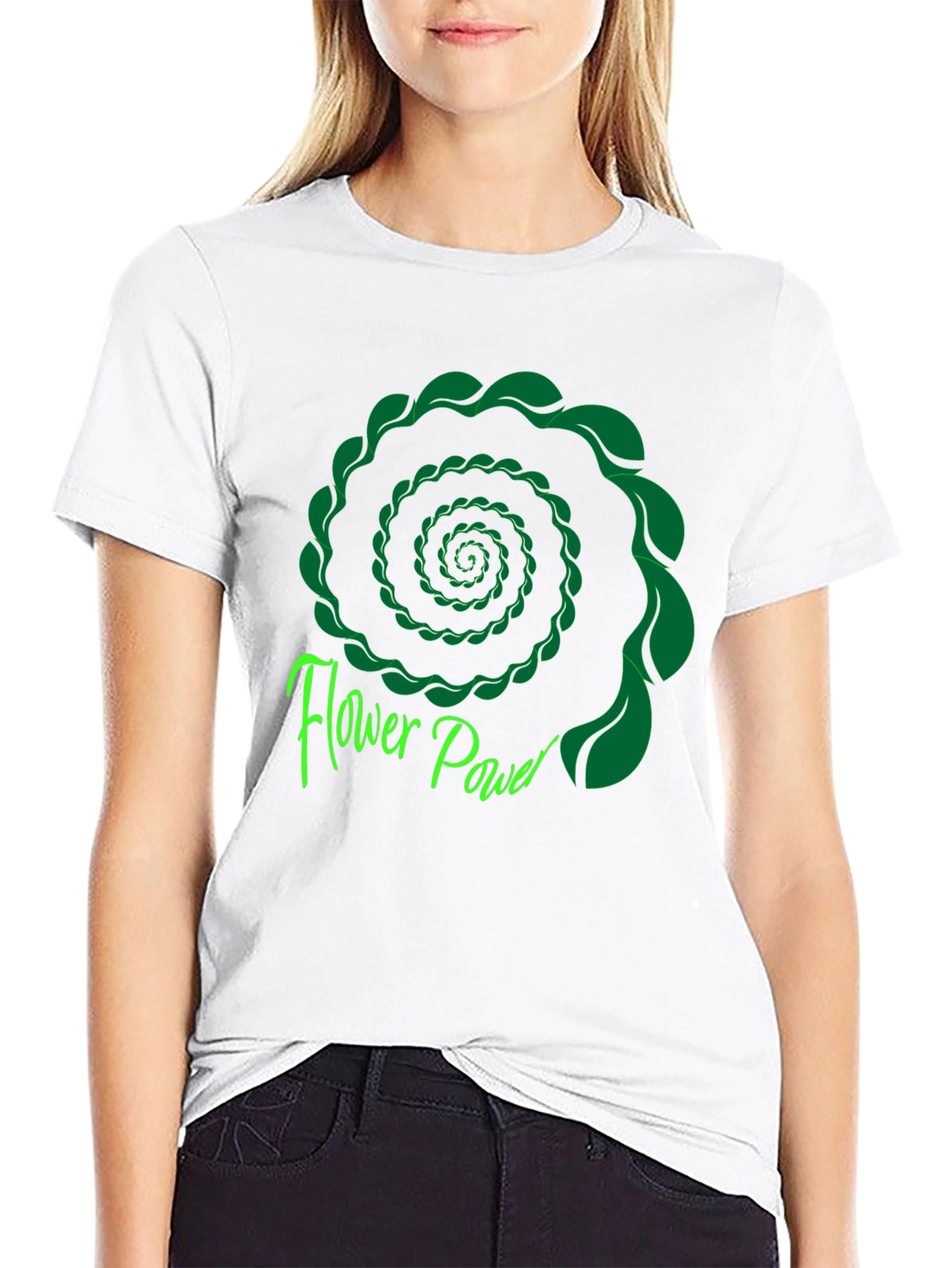 Flower Power Spiral Graphic Tee - Black
