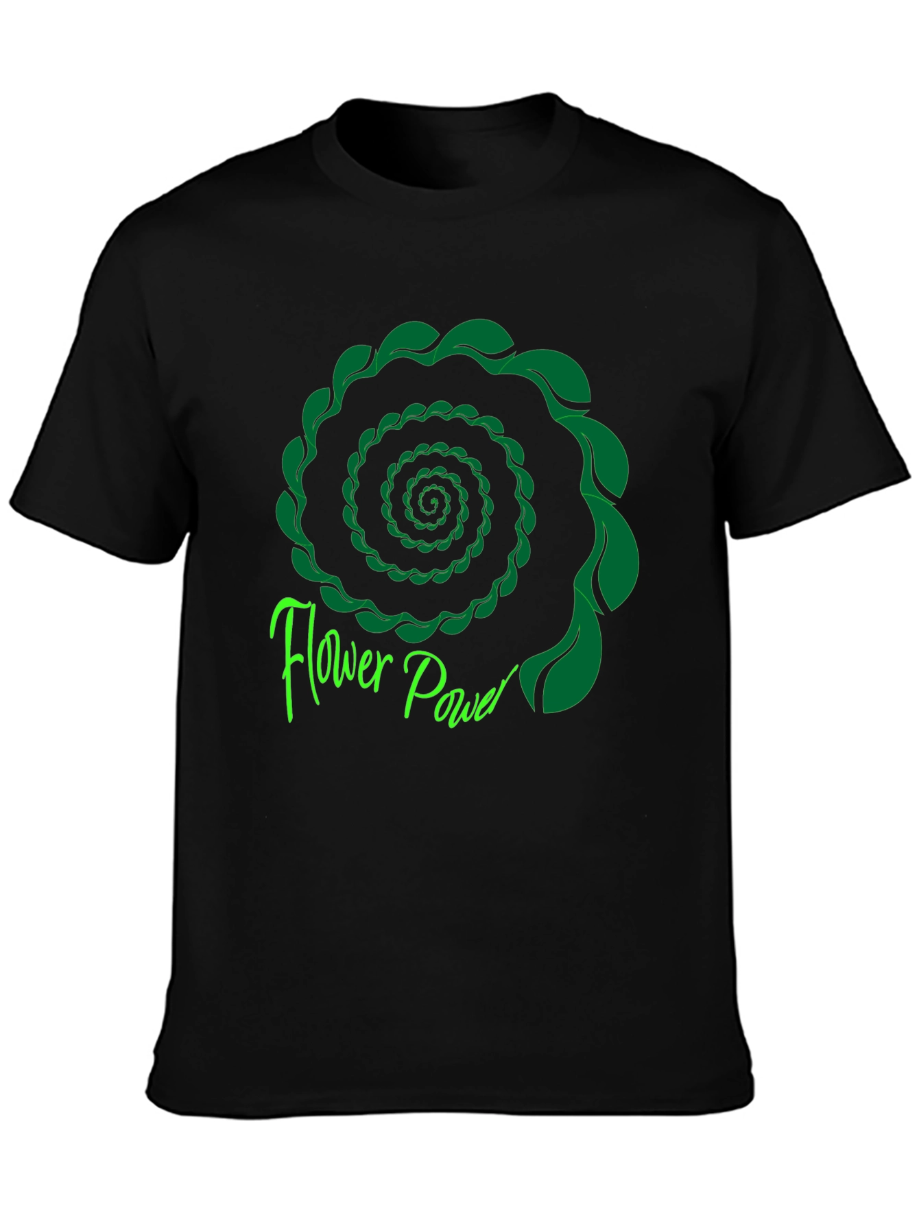 Flower Power Spiral Graphic Tee - Black