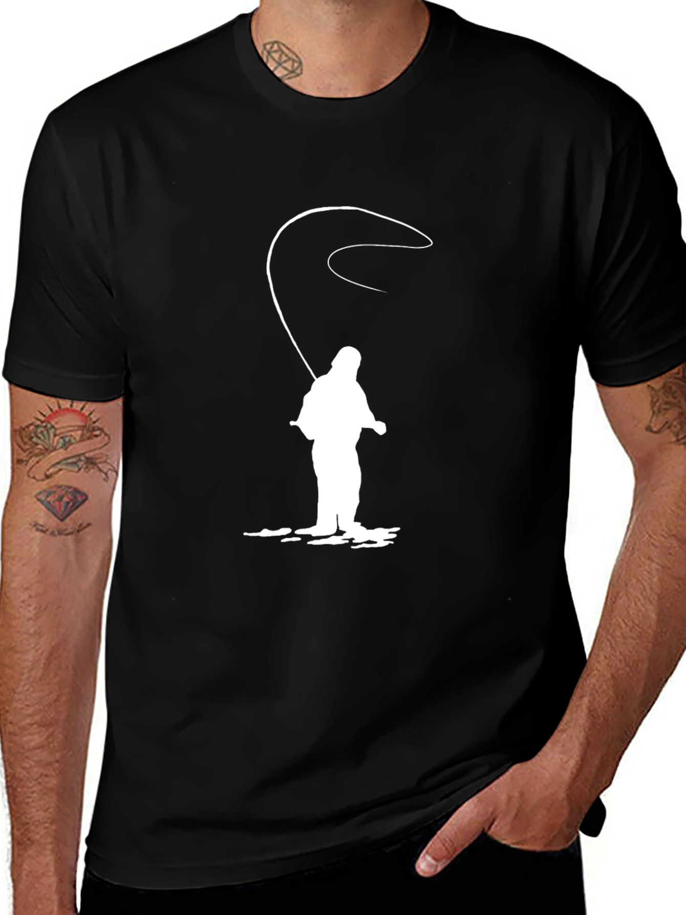 Fishing Silhouette Black T-Shirt