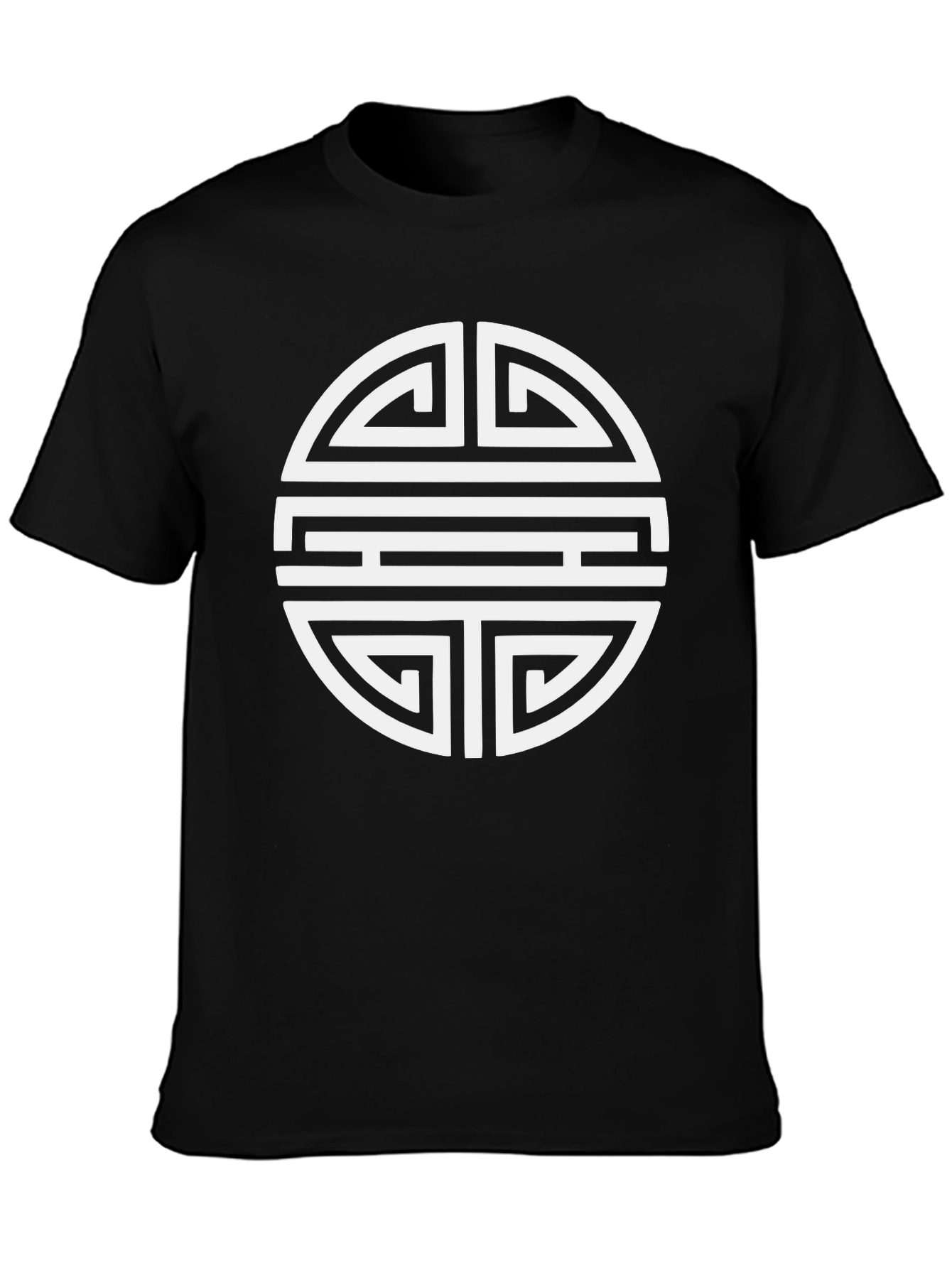 Stylish Black Tee with Geometric Circle Design