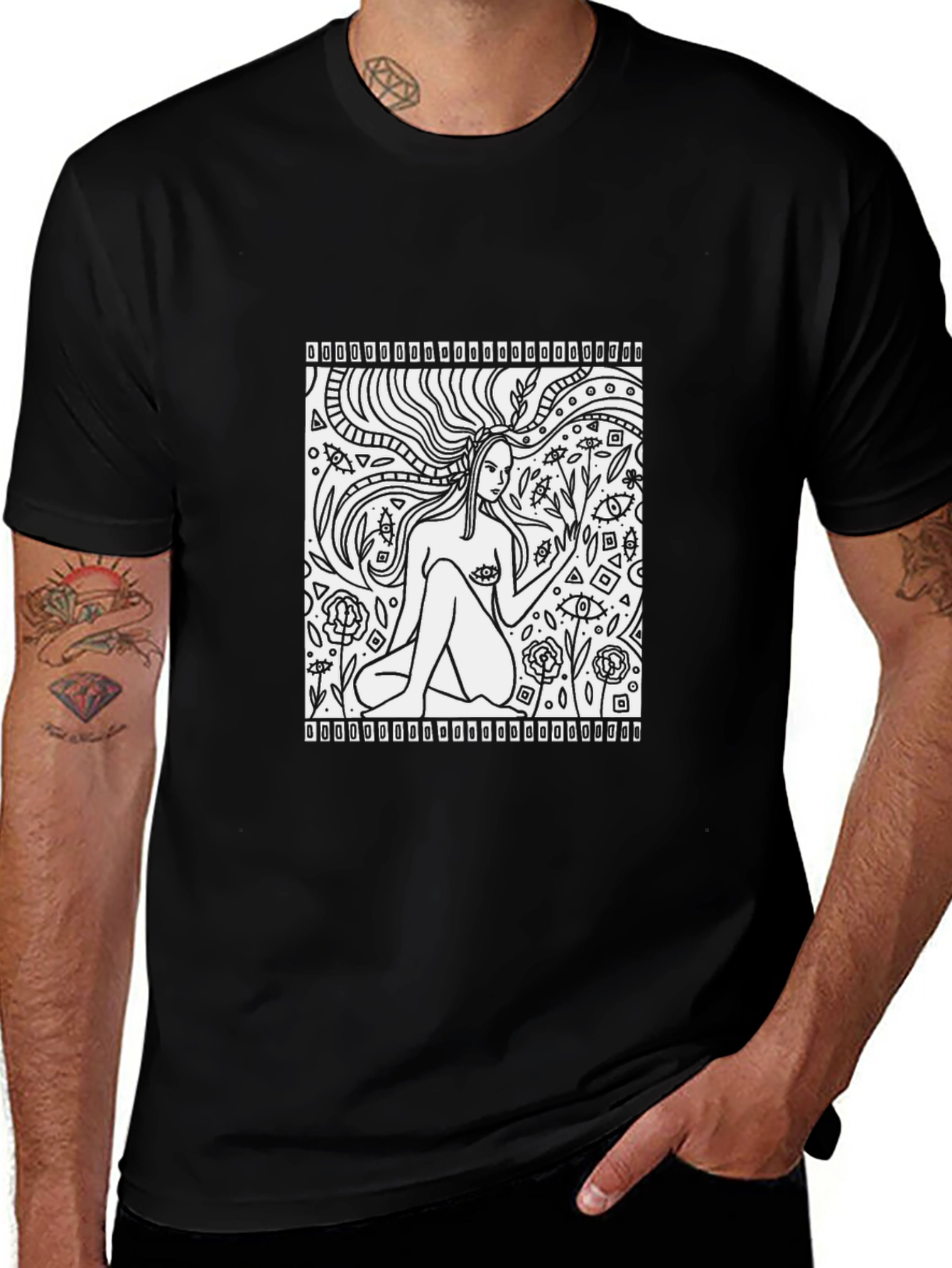 Artistic Woman Black T-Shirt