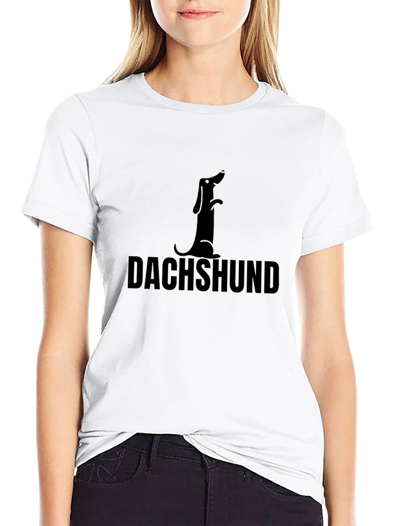 Dachshund Dog Silhouette Black T-Shirt