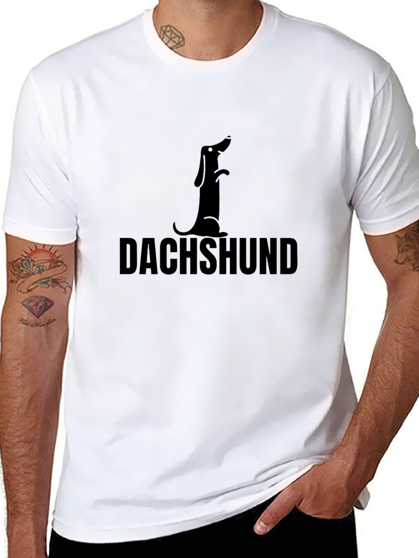 Dachshund Dog Silhouette Black T-Shirt