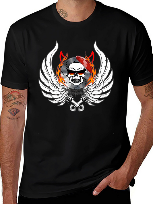 Biker Skull Wings Graphic Tee