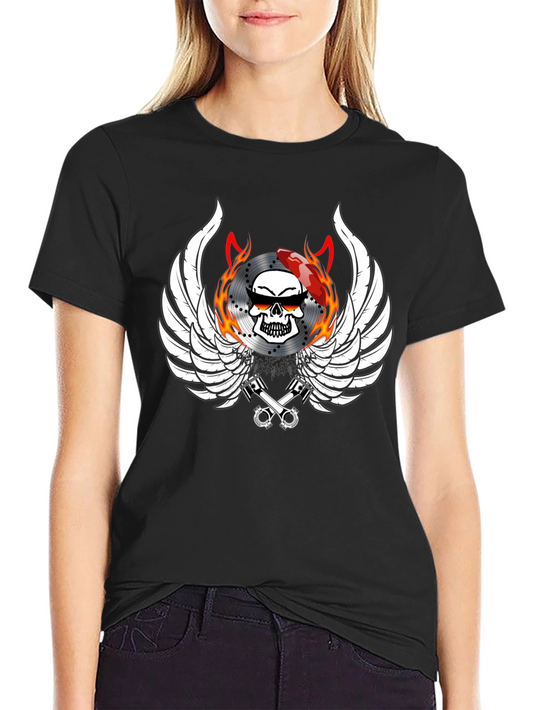 Biker Skull Wings Graphic Tee