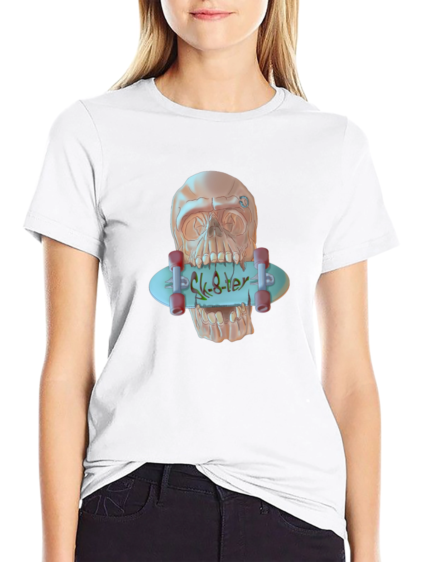 Skater Skull Graphic T-Shirt - Edgy Style