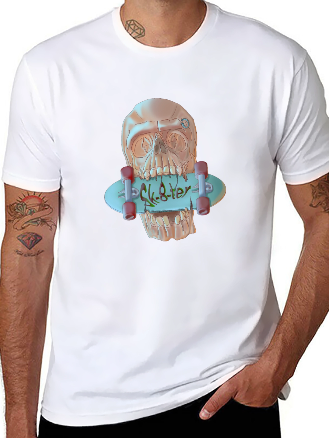 Skater Skull Graphic T-Shirt - Edgy Style