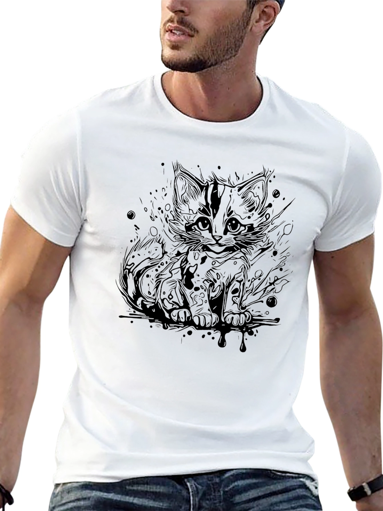 Cool Cat Graphic Tee - Black