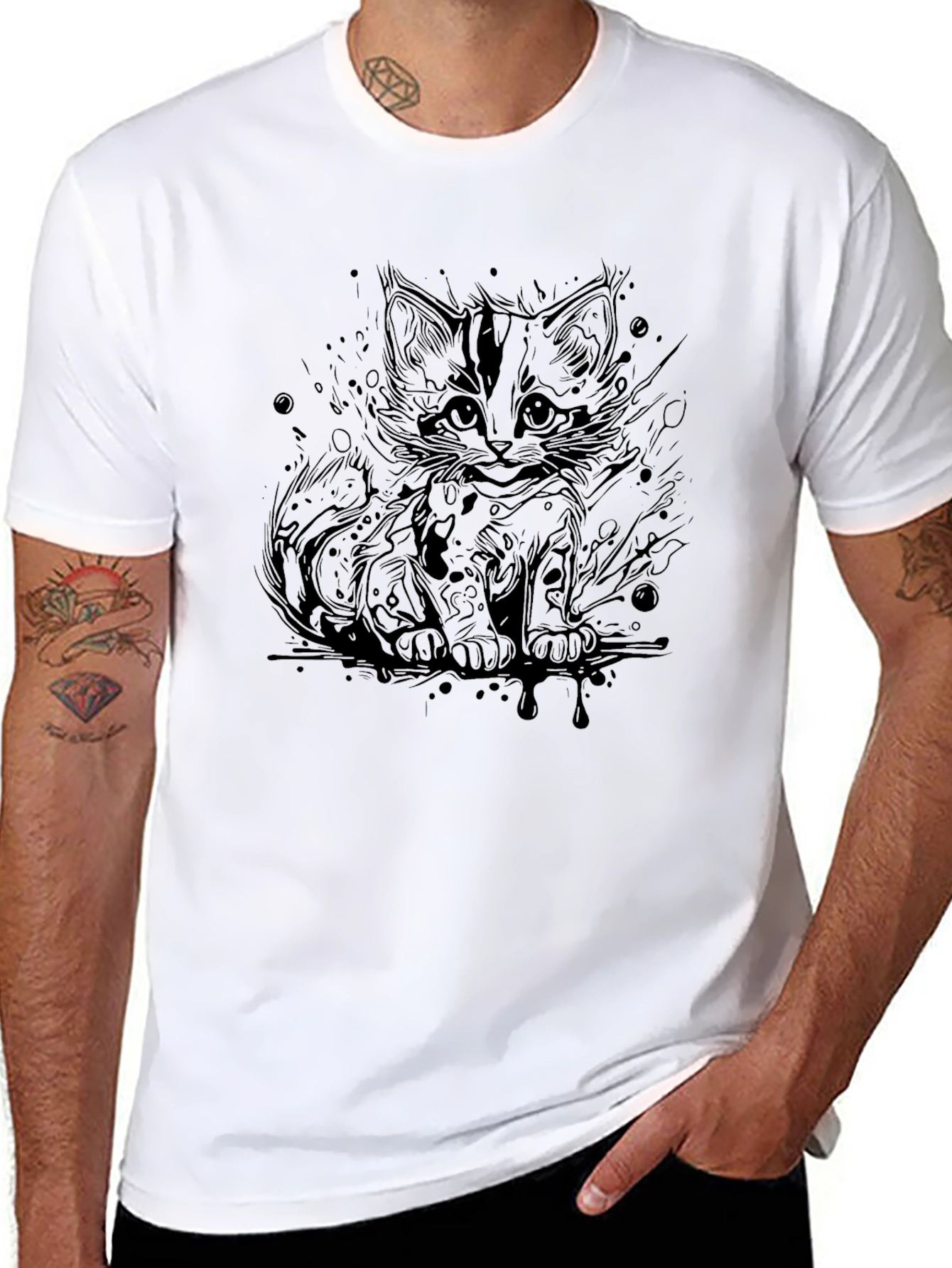 Cool Cat Graphic Tee - Black
