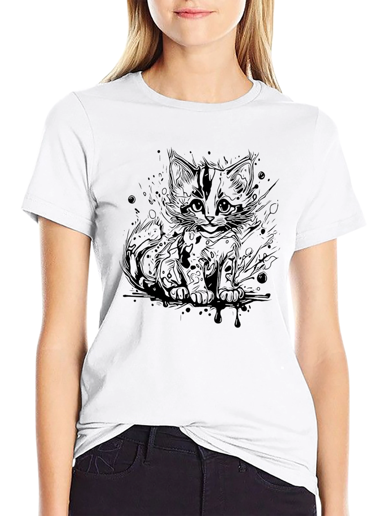 Cool Cat Graphic Tee - Black