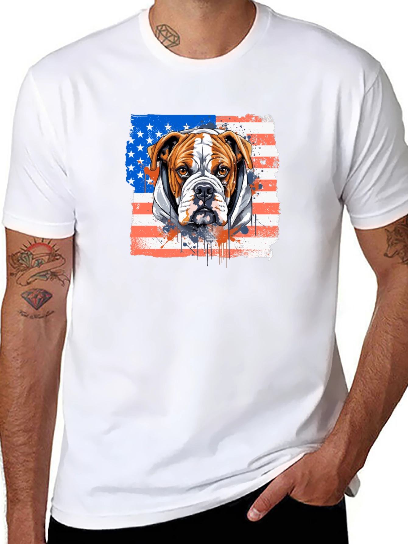 American Bulldog USA Flag T-Shirt