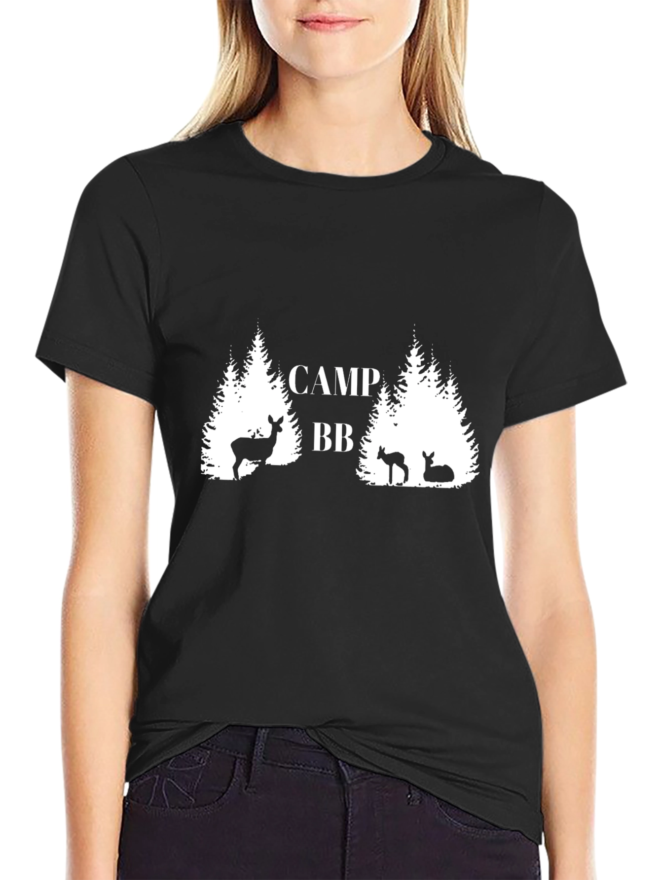Camp BB Deer Graphic Black T-Shirt
