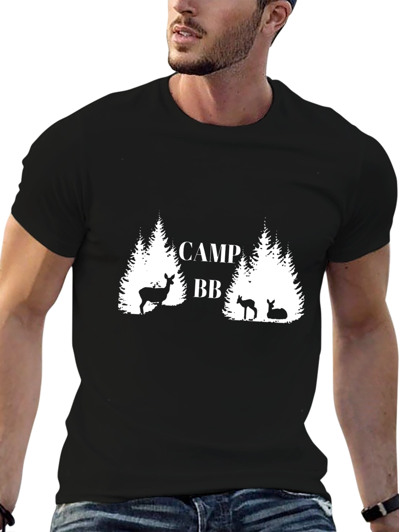 Camp BB Deer Graphic Black T-Shirt