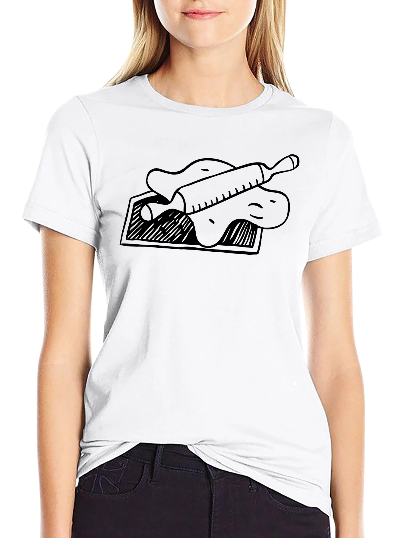 Chefs Delight Black T-Shirt - Rolling Pin Design