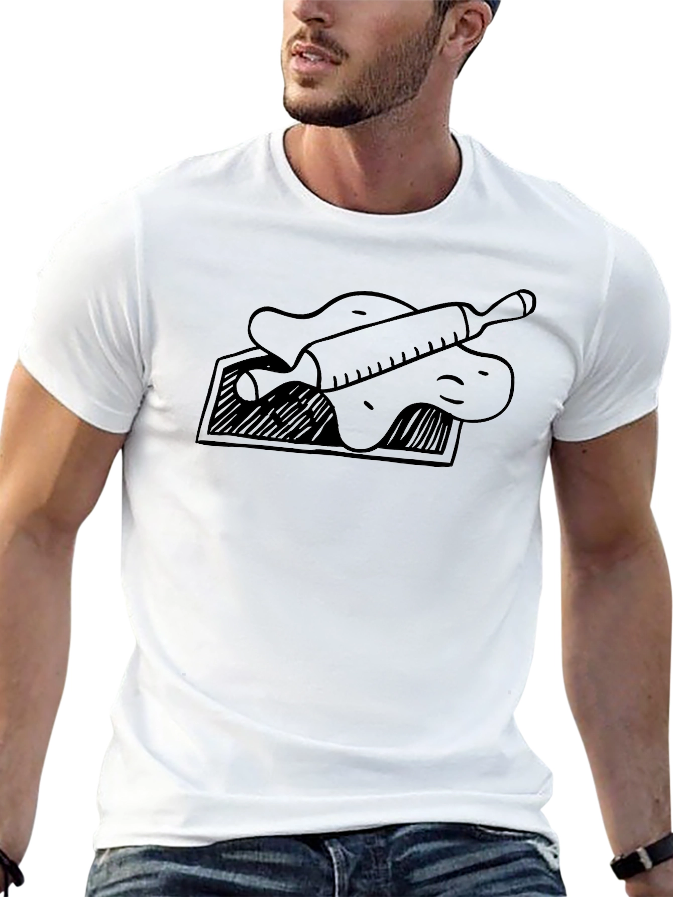 Chefs Delight Black T-Shirt - Rolling Pin Design