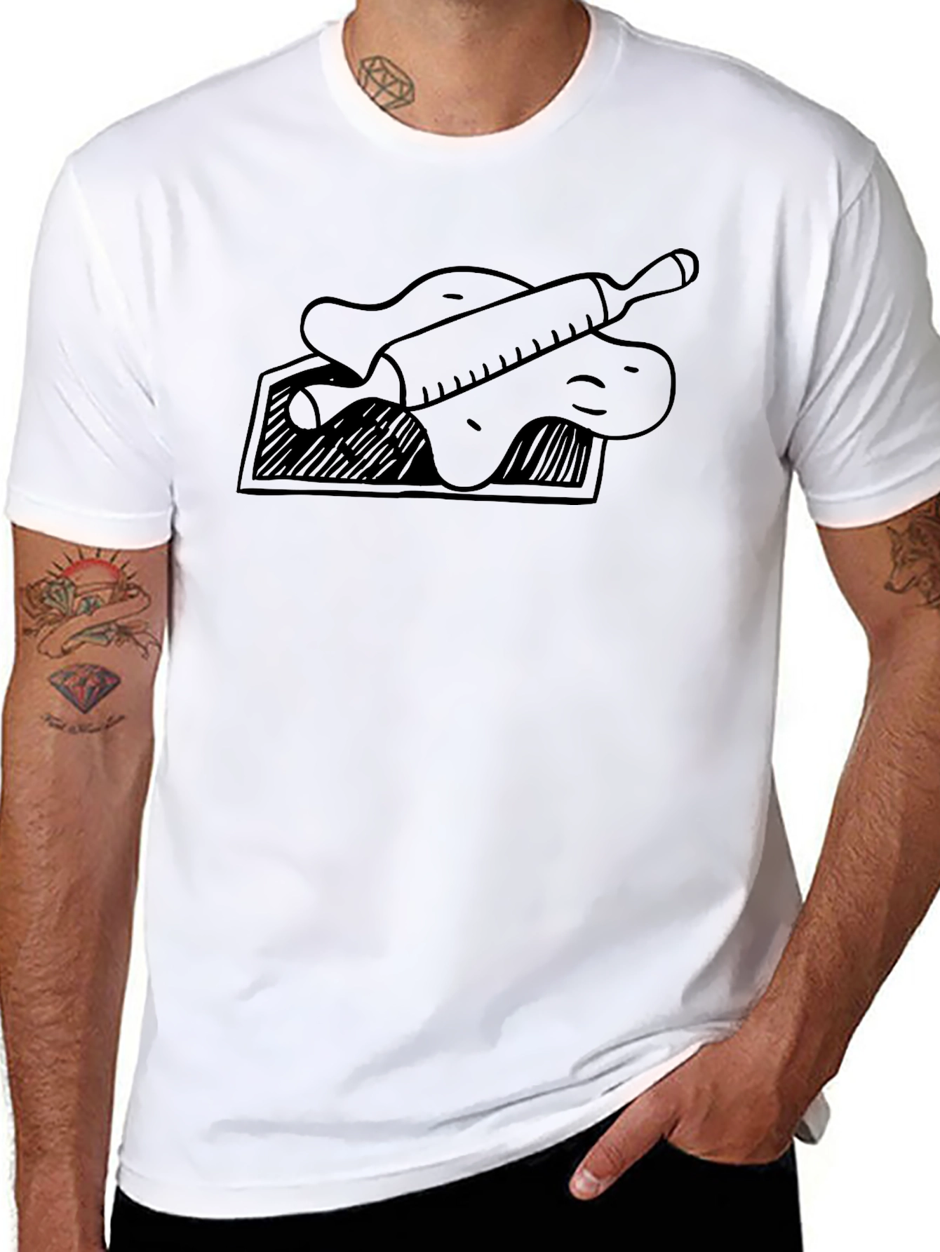 Chefs Delight Black T-Shirt - Rolling Pin Design