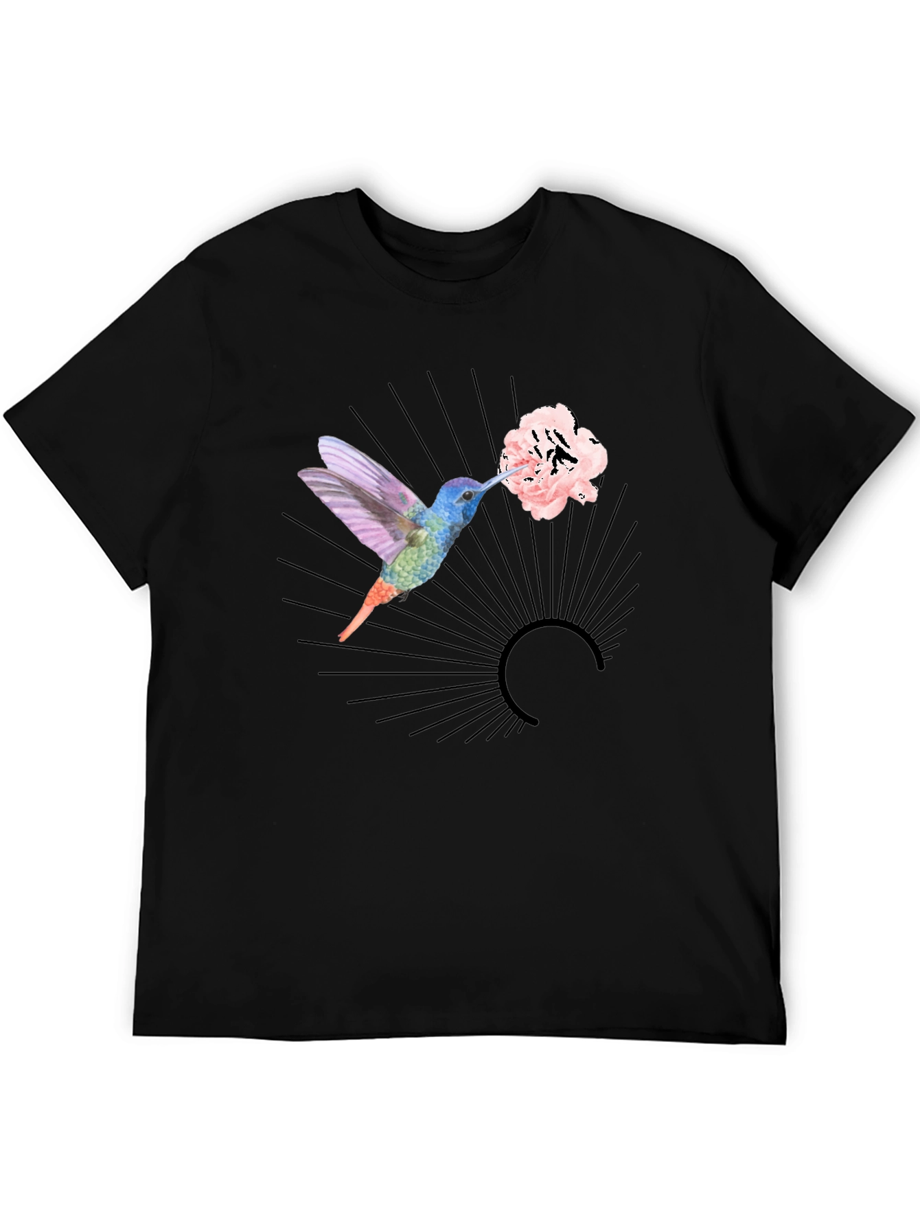 Hummingbird Floral Graphic Black Tee