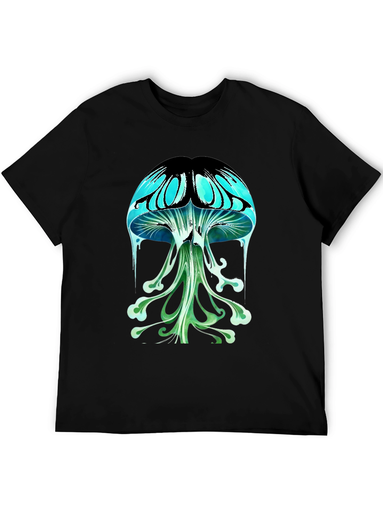 Psychedelic Mushroom Graphic Tee - Black