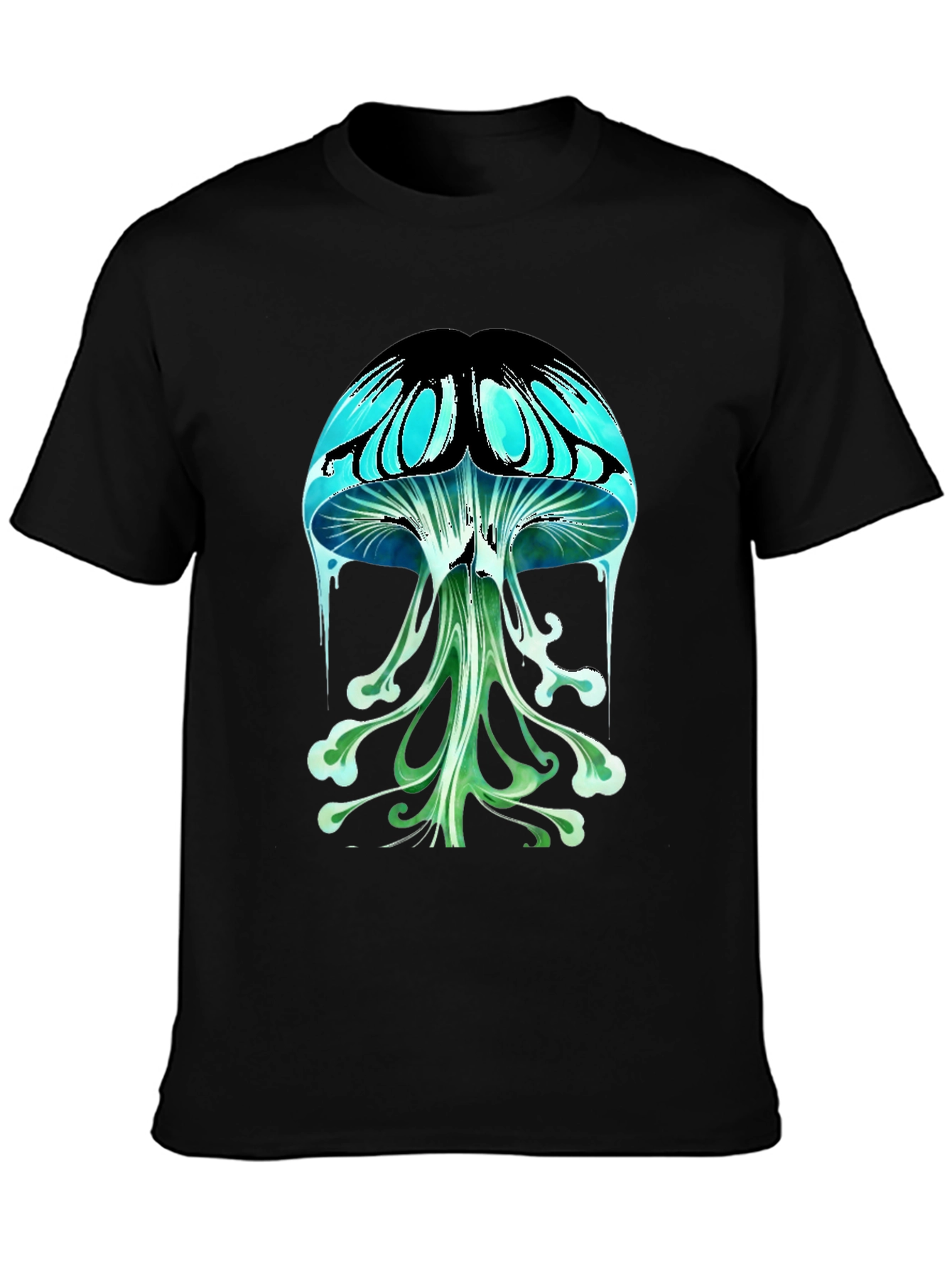 Psychedelic Mushroom Graphic Tee - Black