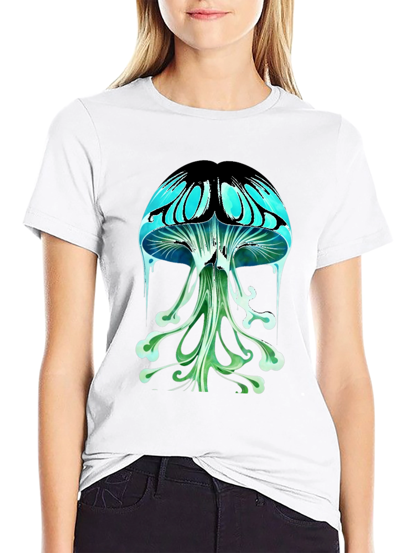 Psychedelic Mushroom Graphic Tee - Black