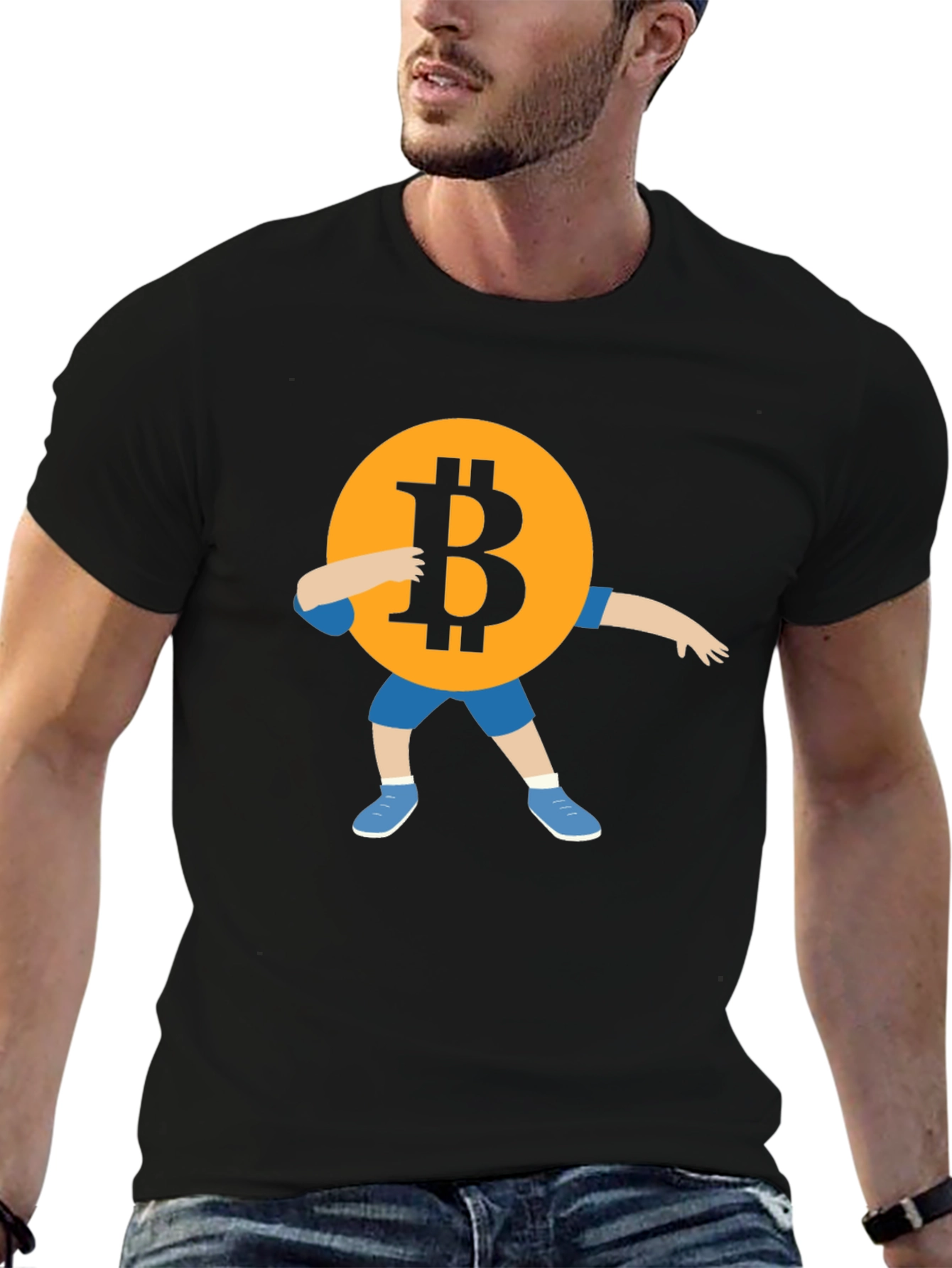 Bitcoin Dab Black T-Shirt Crypto Currency Tee
