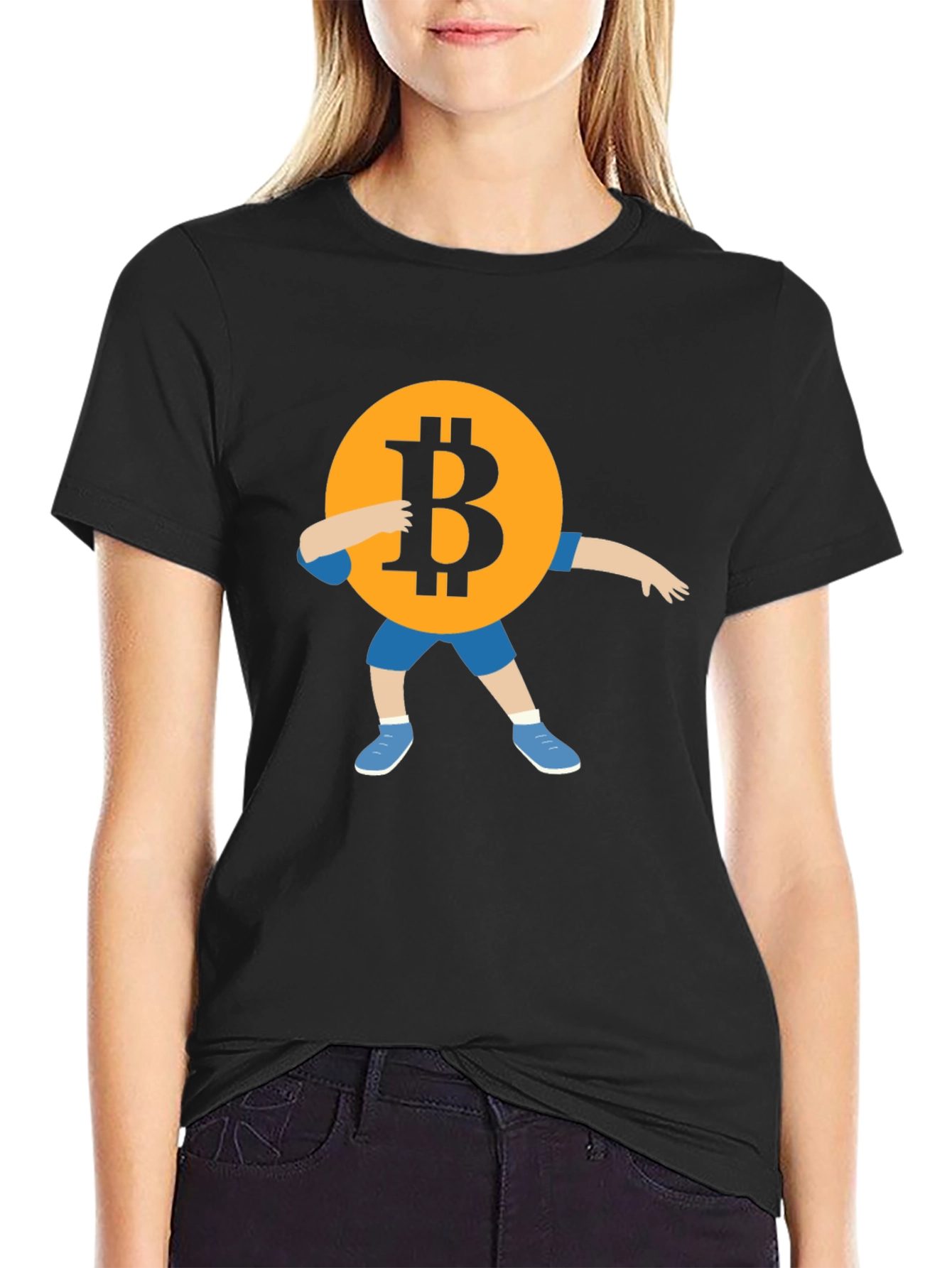 Bitcoin Dab Black T-Shirt Crypto Currency Tee