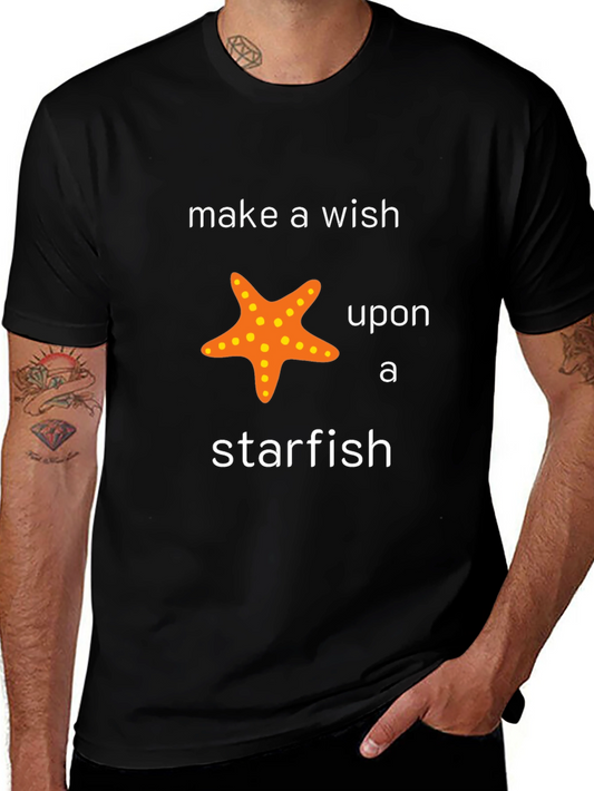 Make a Wish Starfish Graphic Tee - Black Cotton T-Shirt