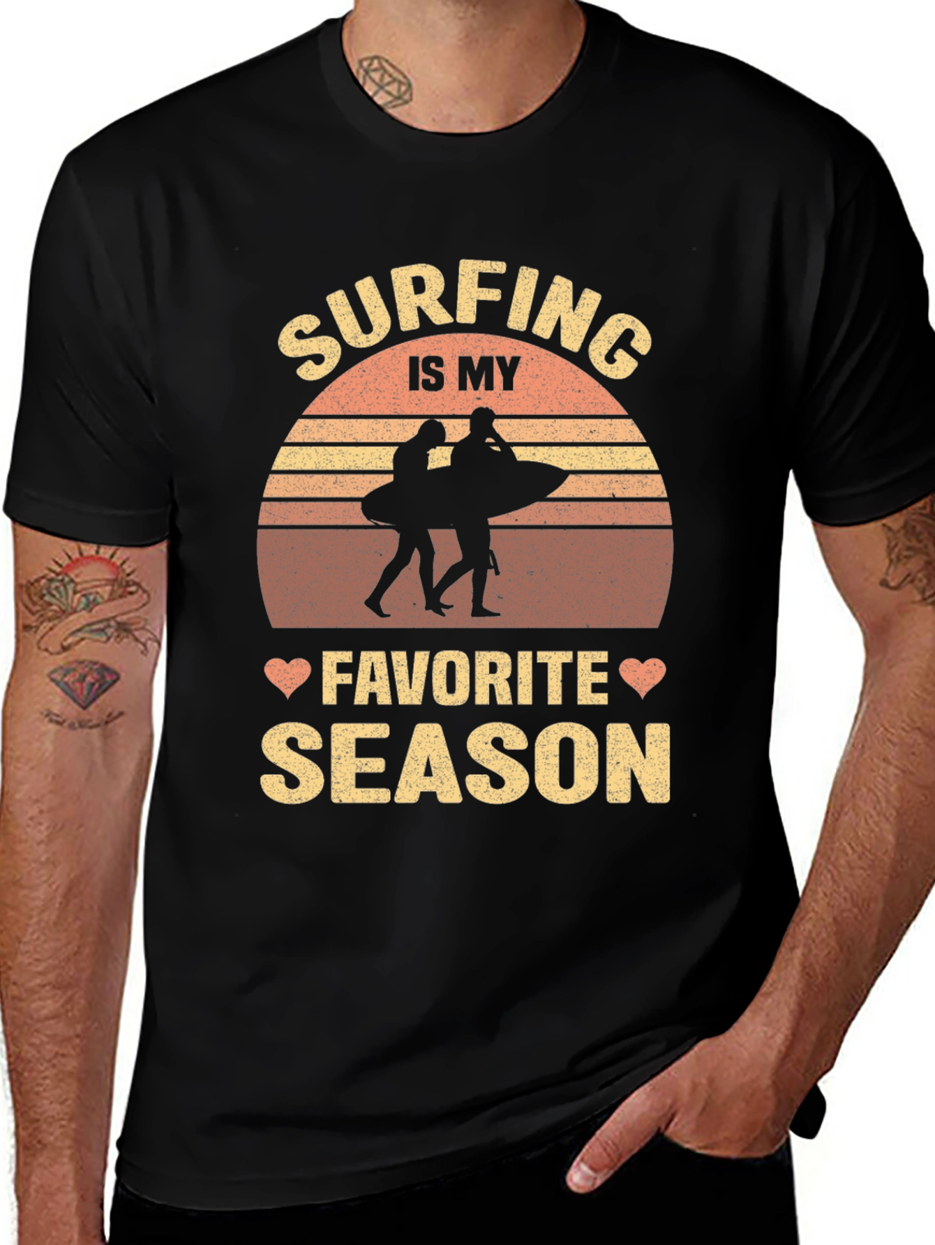 Surfing Is My Favorite Season Black Tee
