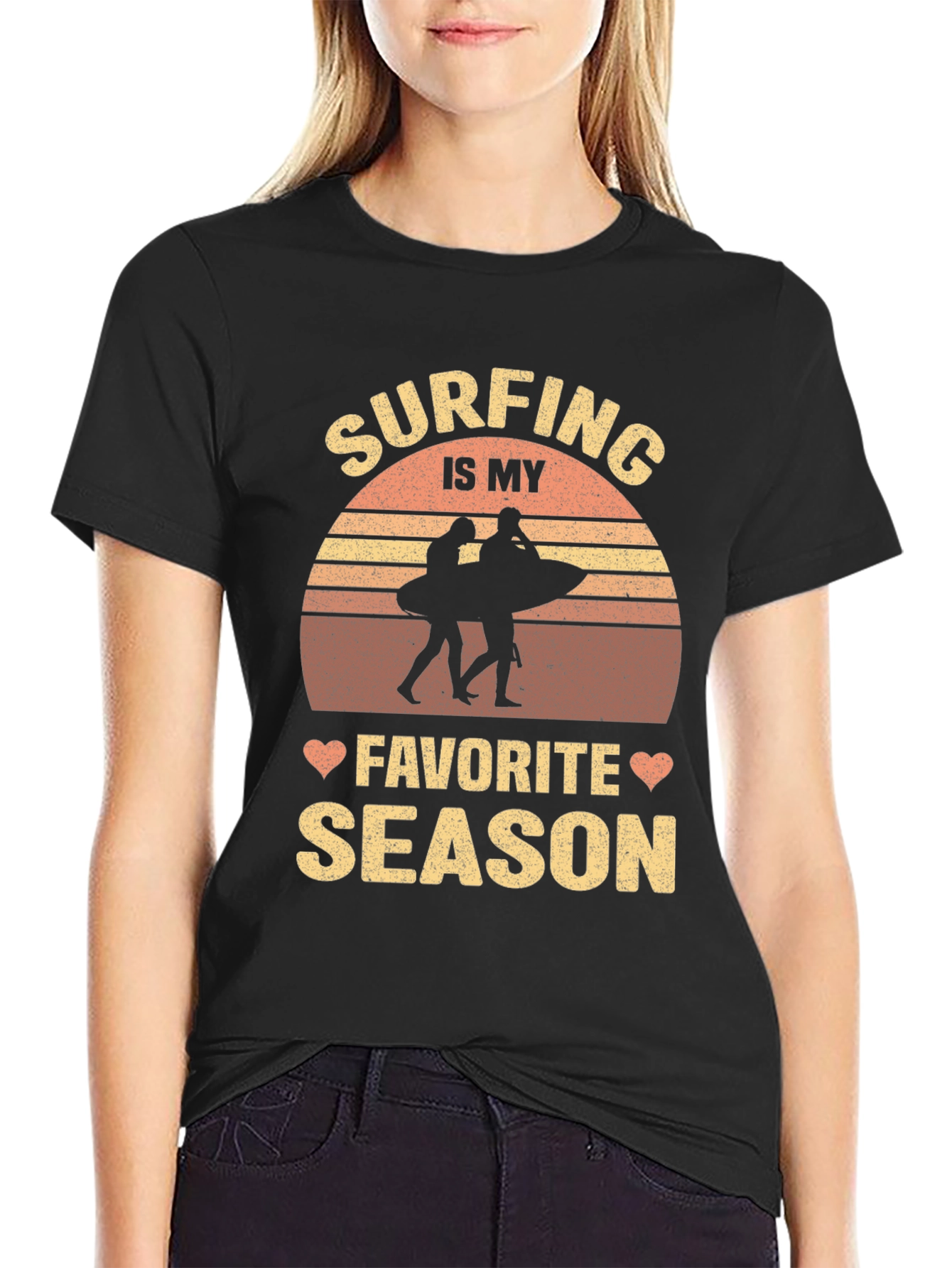 Surfing Is My Favorite Season Black Tee