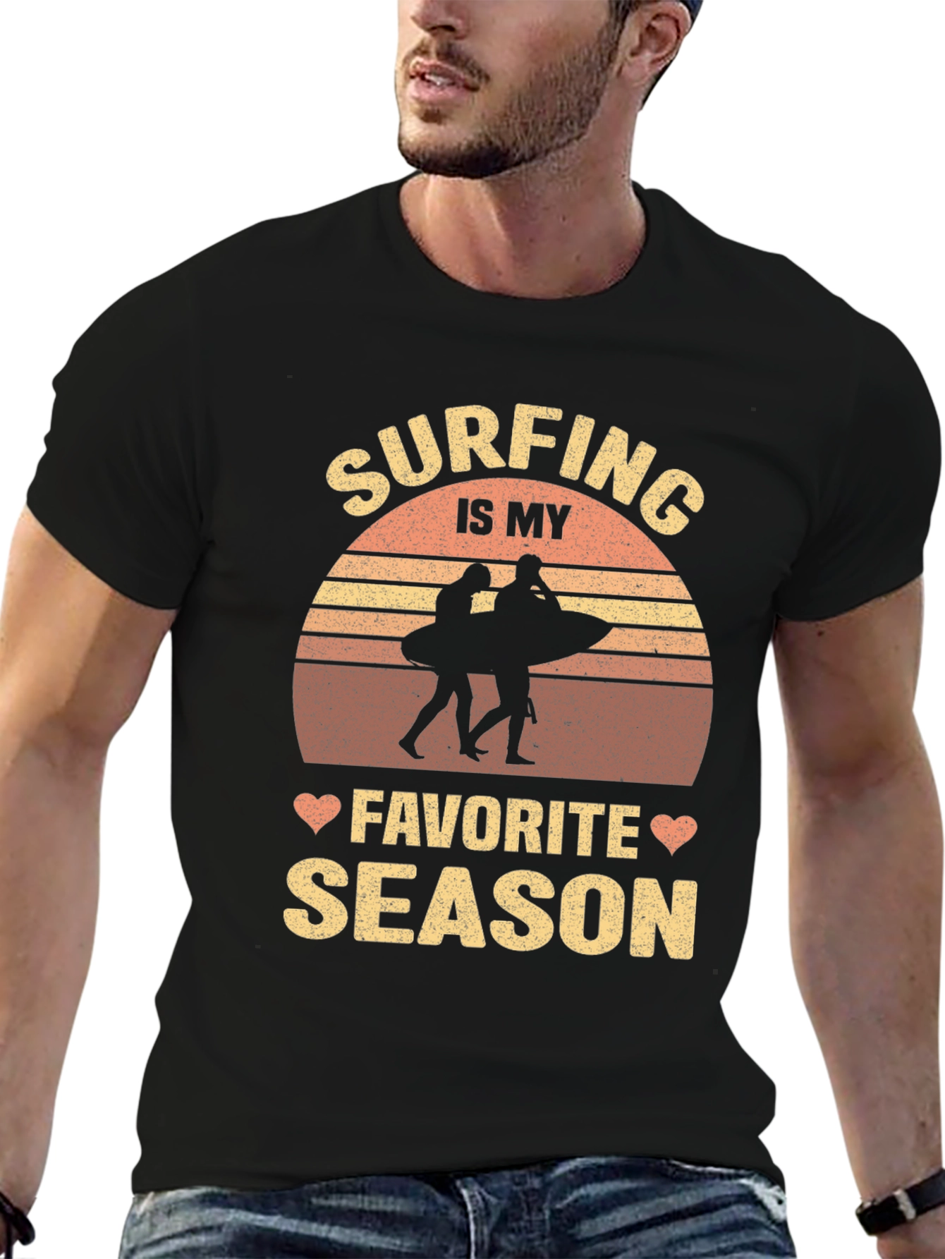 Surfing Is My Favorite Season Black Tee