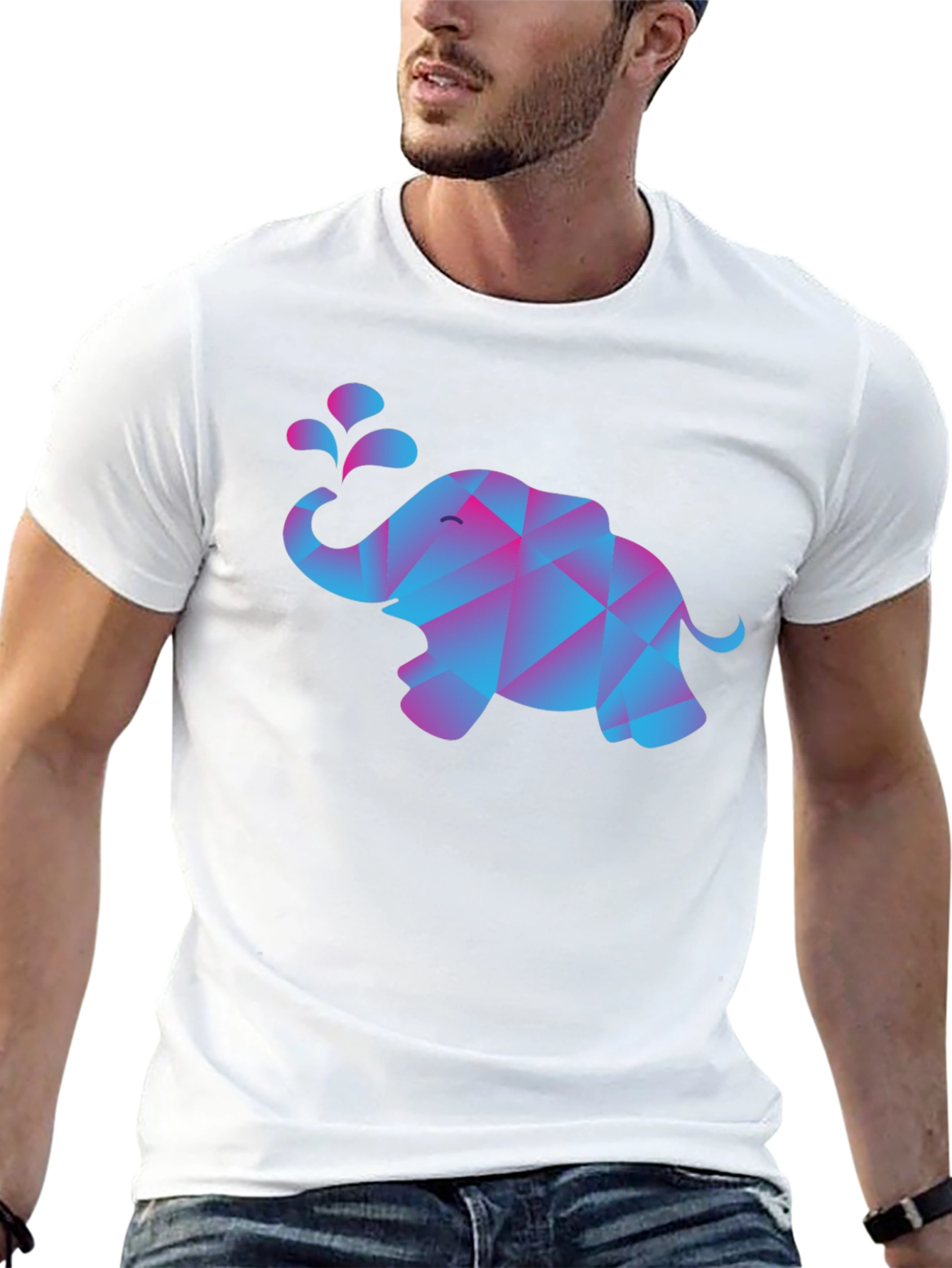 Geometric Elephant T-Shirt - Modern Abstract Design