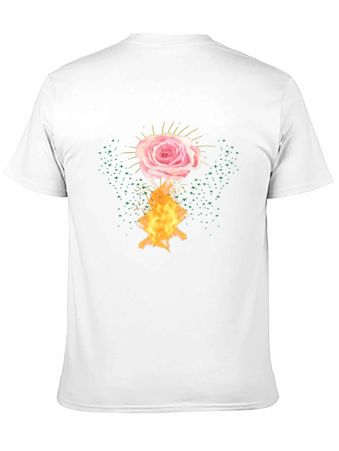 Rose and Flame Graphic Black T-Shirt
