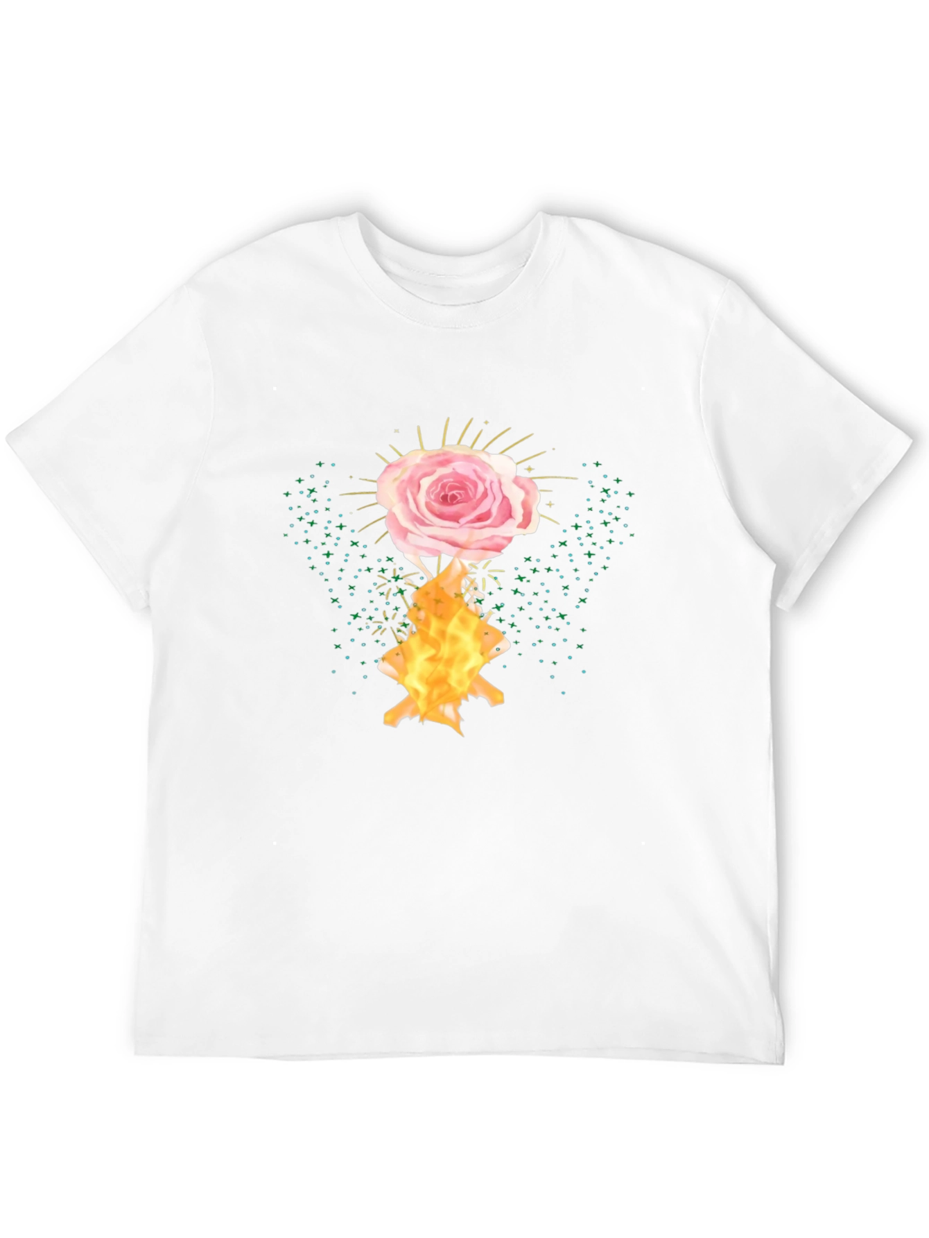 Rose and Flame Graphic Black T-Shirt