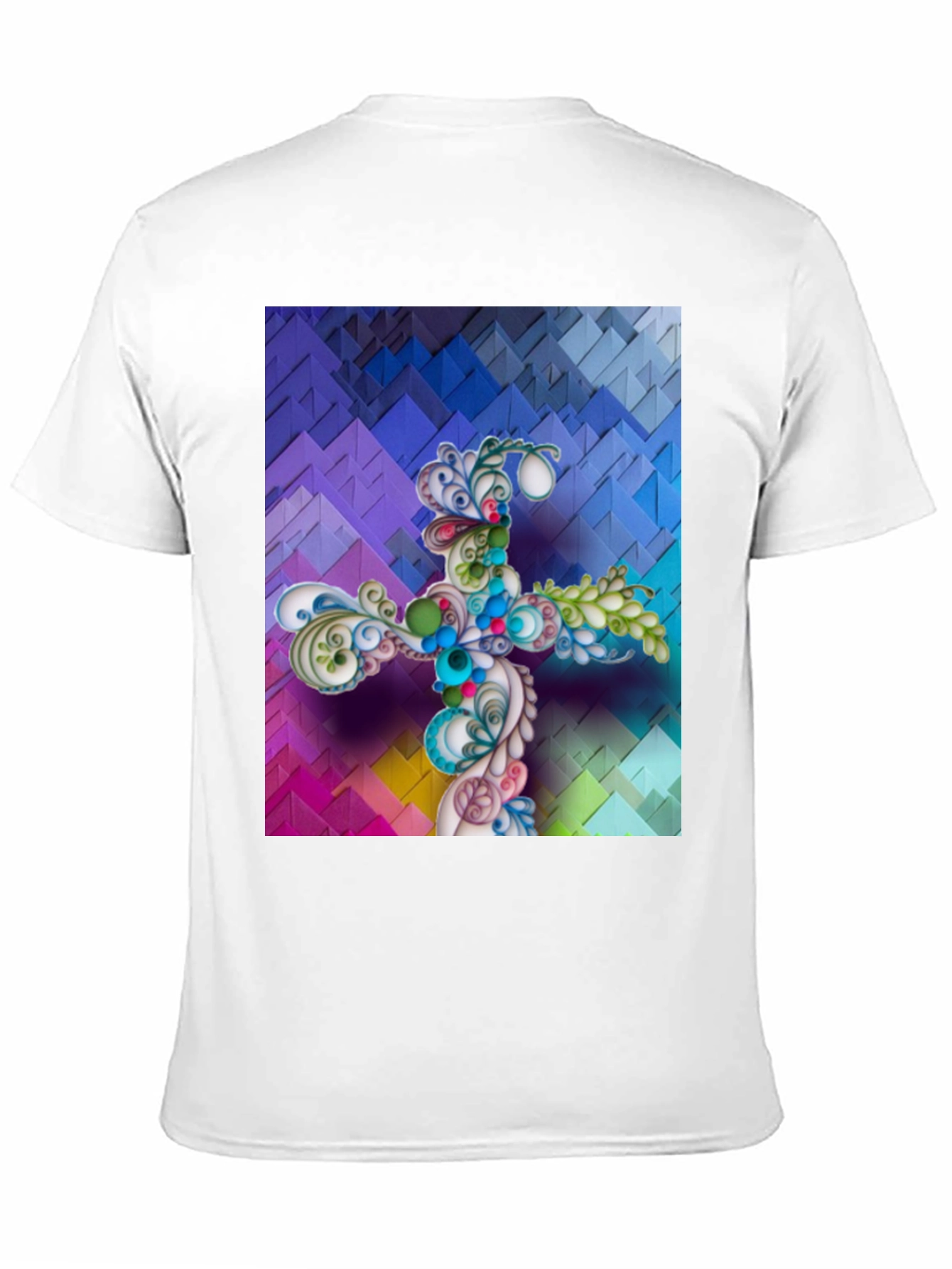 Artistic Floral Cross Graphic T-Shirt - Unique Design