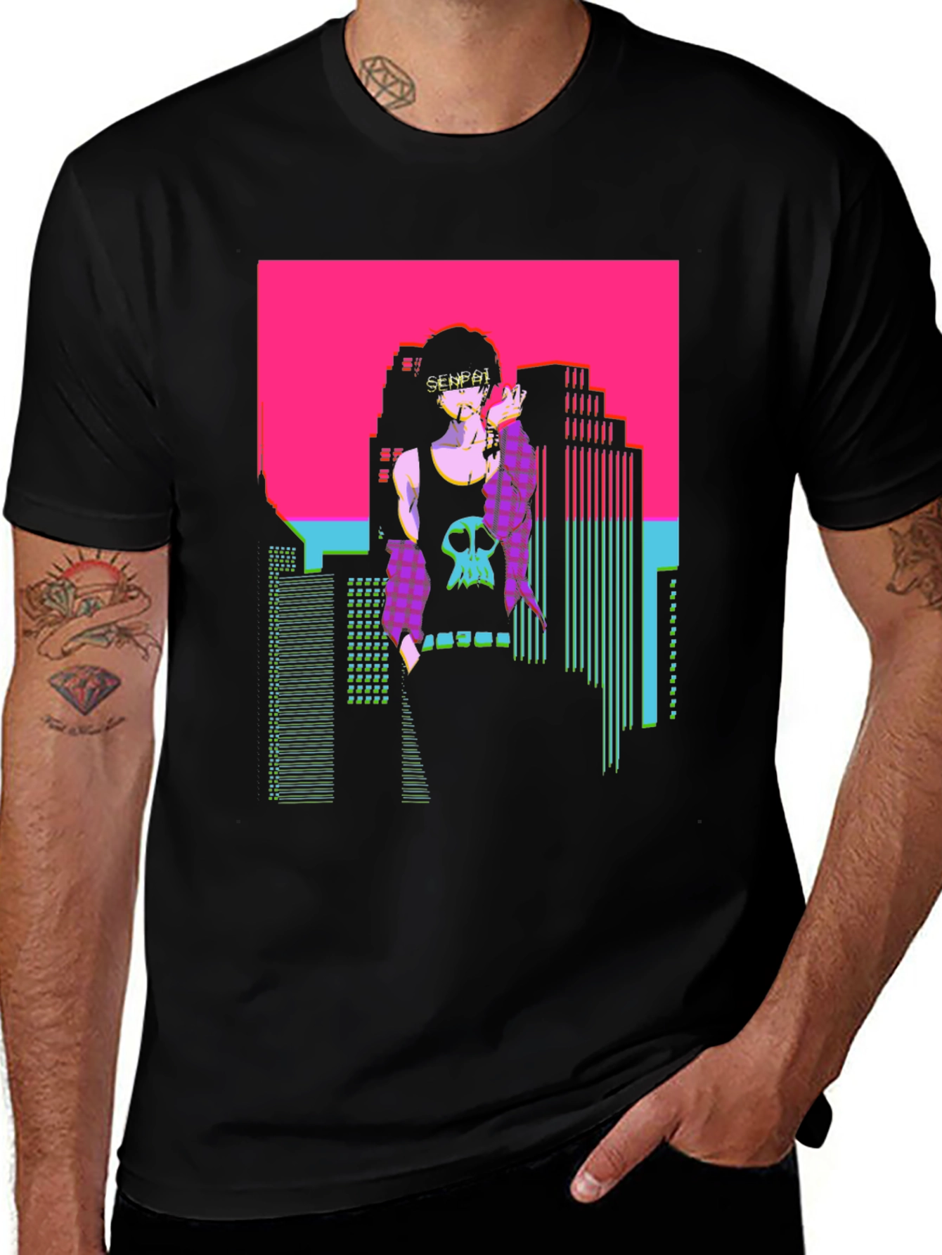 Vaporwave Senpai T-Shirt - Retro Anime Graphic Tee