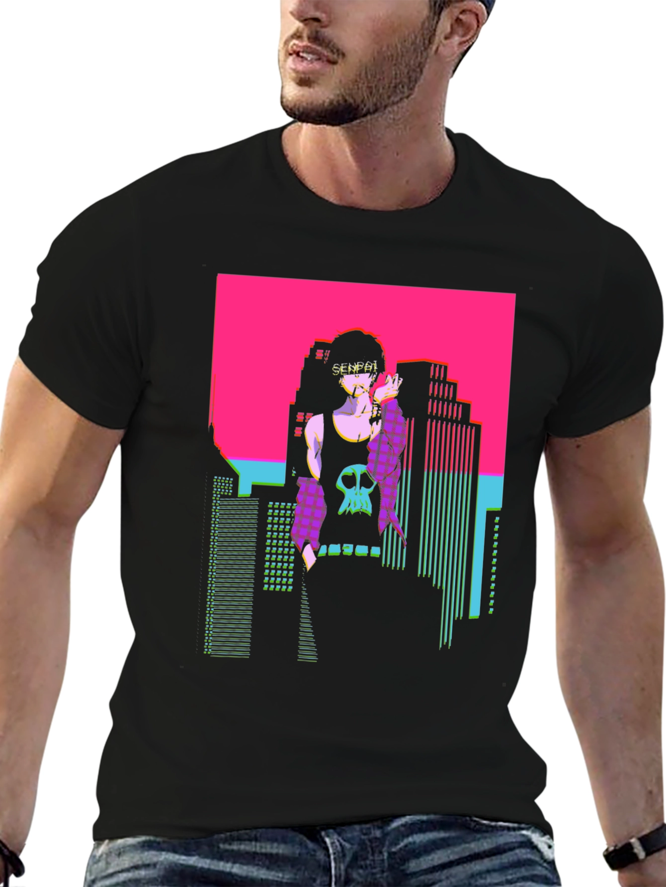 Vaporwave Senpai T-Shirt - Retro Anime Graphic Tee
