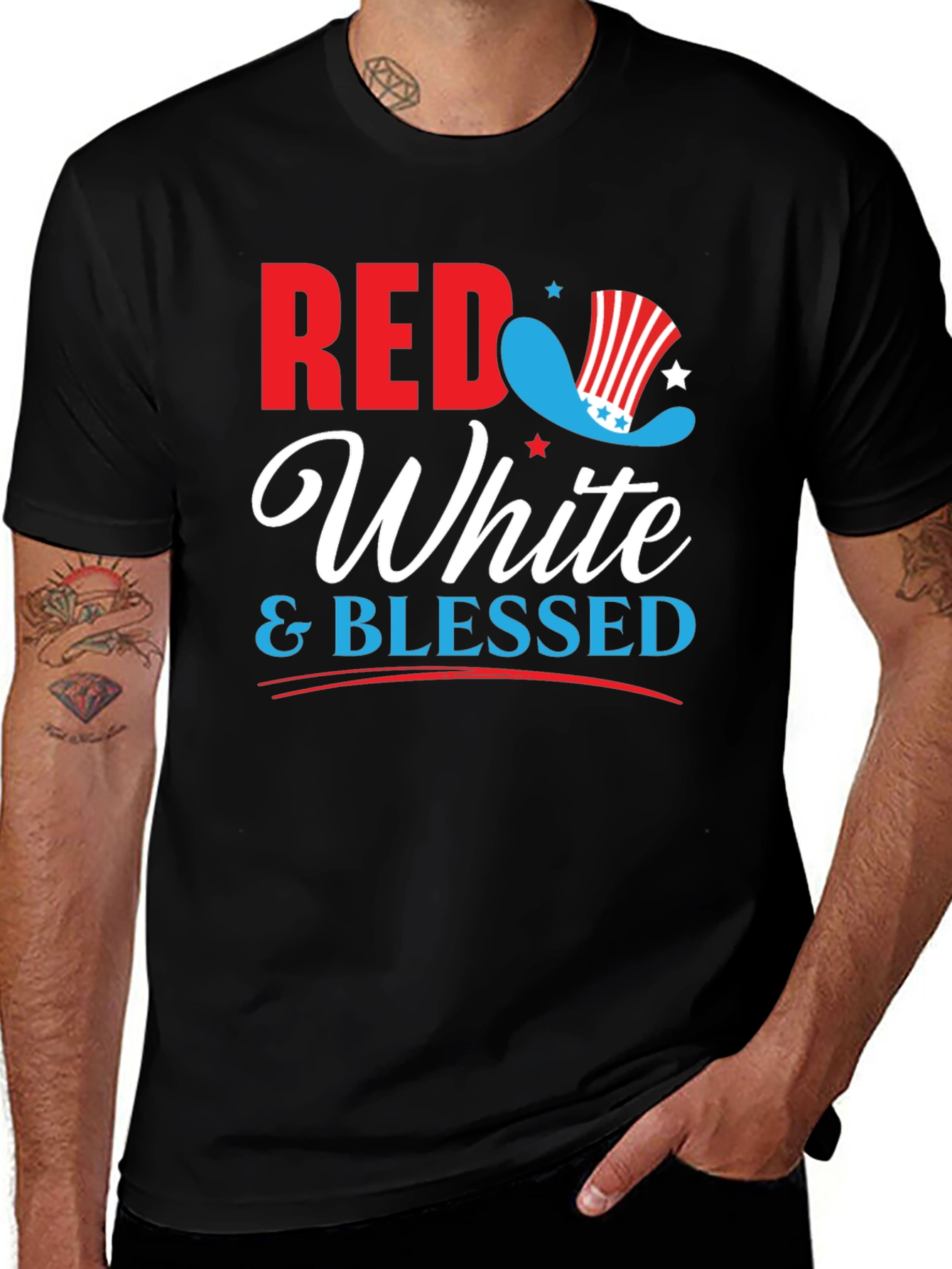 Red White & Blessed Patriotic Graphic Tee
