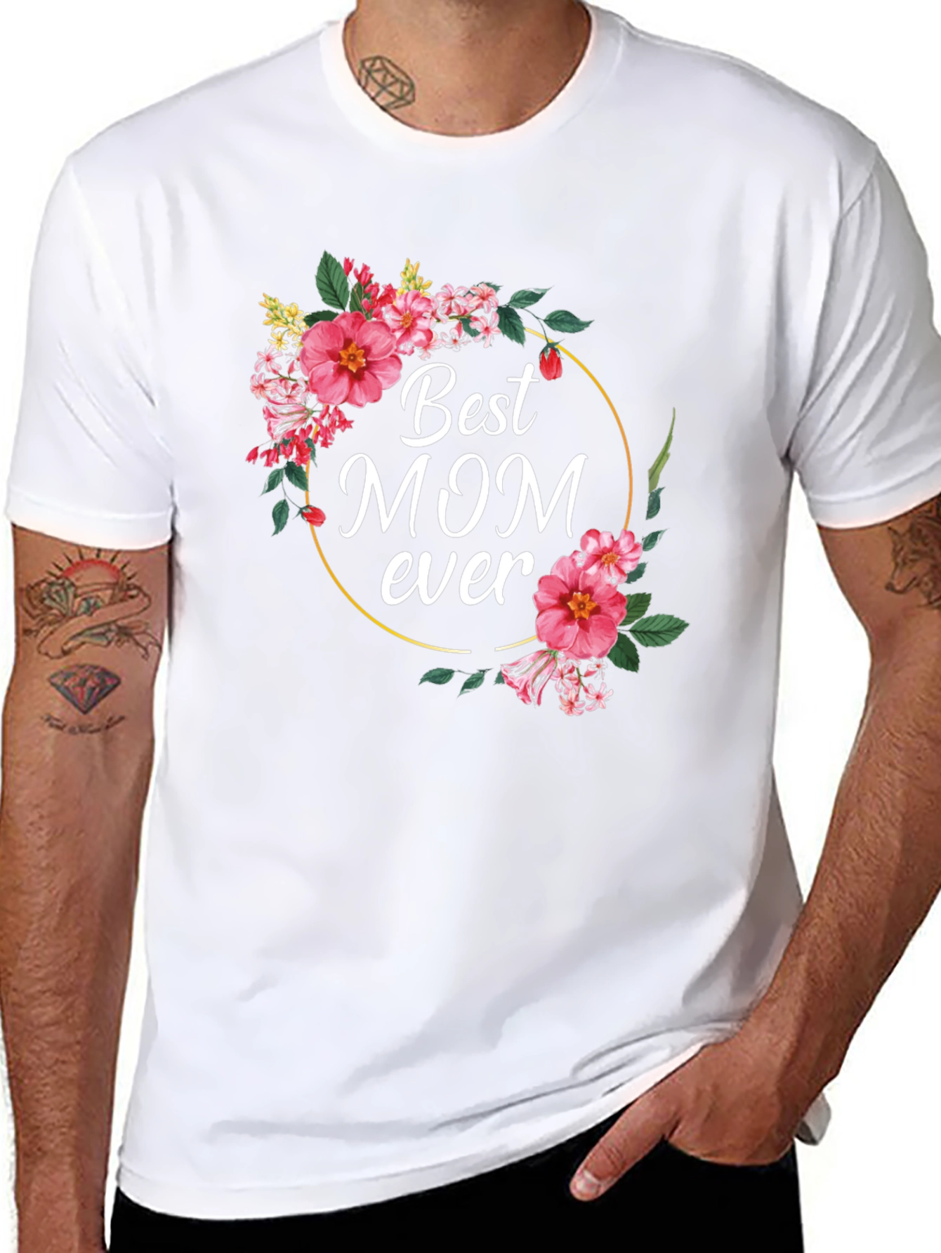 Best Mom Ever Floral Graphic T-Shirt