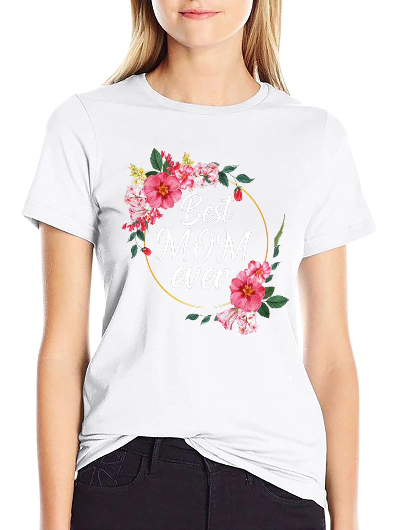 Best Mom Ever Floral Graphic T-Shirt