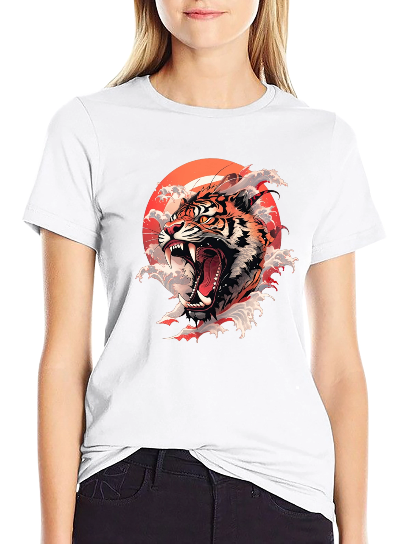 Tiger Roar Graphic Print Black Tee