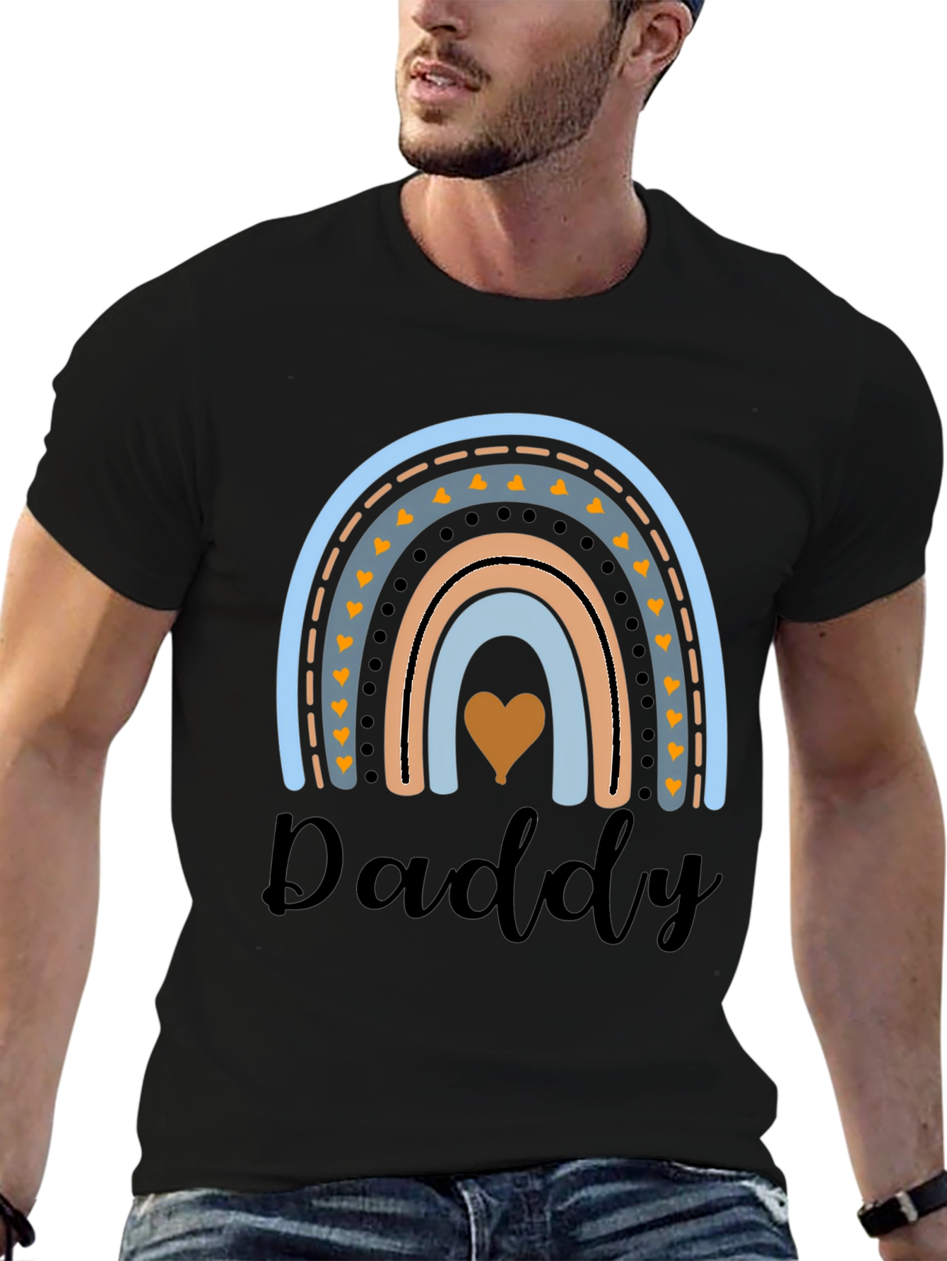 Daddy Rainbow Graphic Tee - Cute Dad Gift