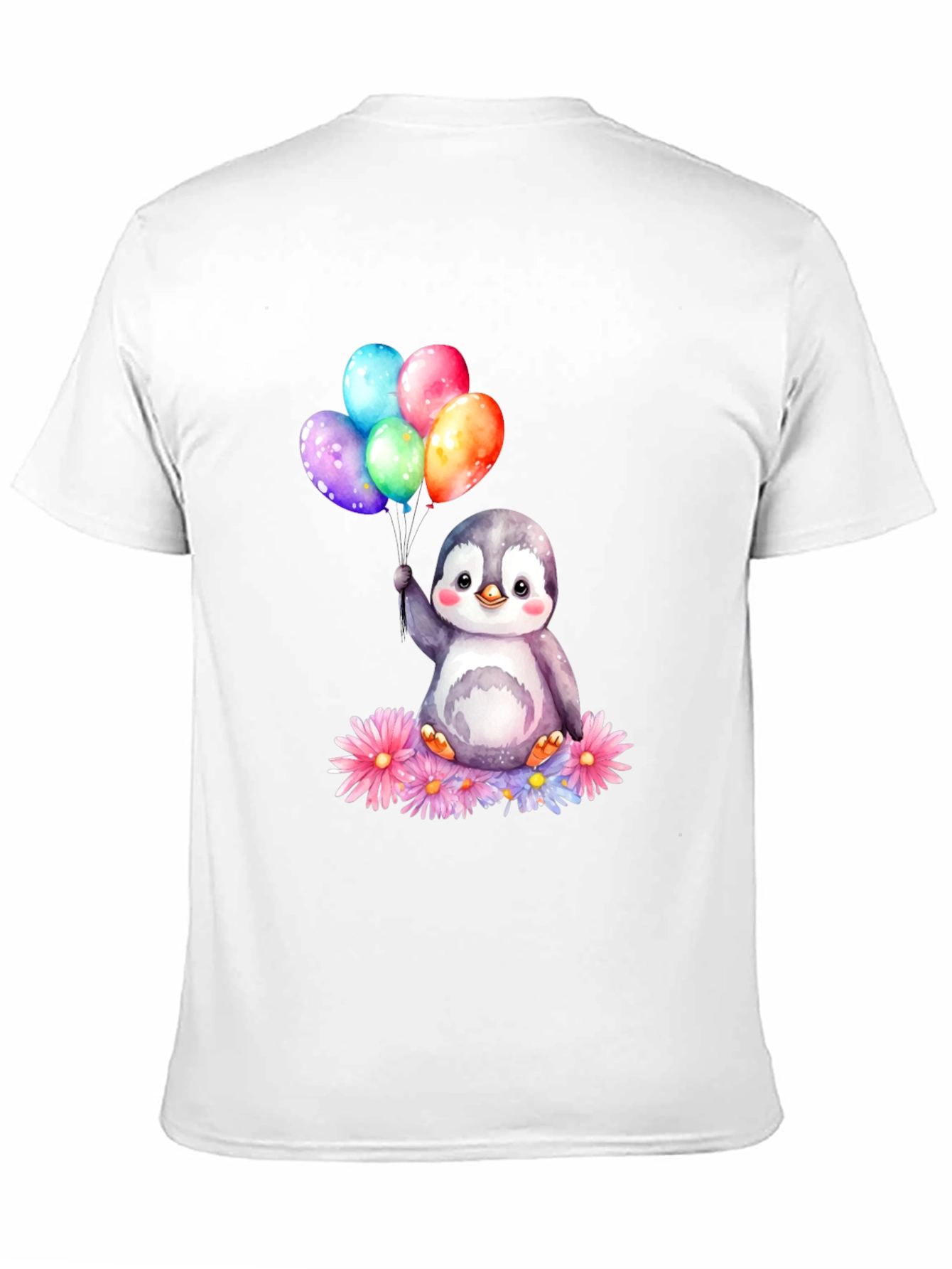 Cute Penguin with Balloons Graphic Tee
