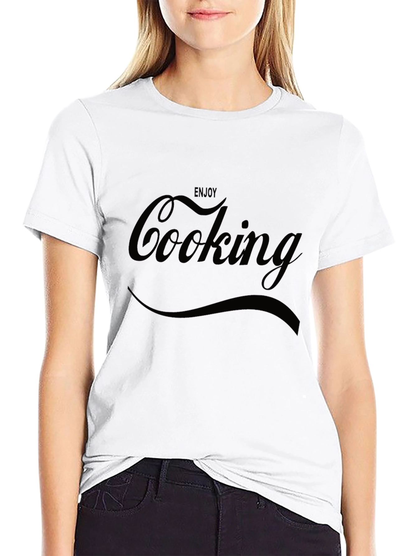 Enjoy Cooking T-Shirt - Black Comfortable Fit